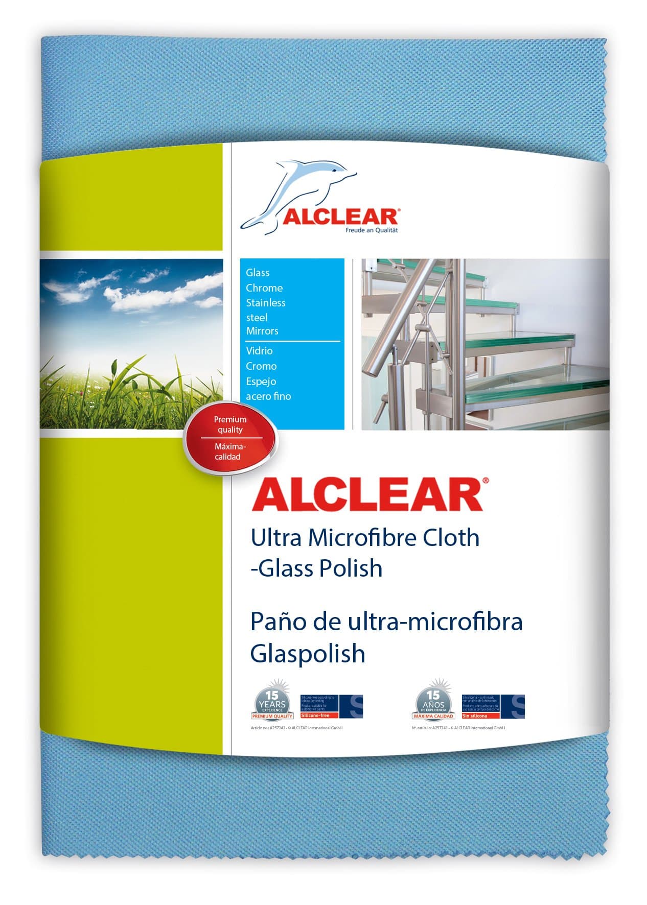 ALCLEAR820051UM Ultra-Microfibre Cloth, Glass Polisher, 70 x 50 cm, Microfibre Windscreen Cloth and Glass Polishing Cloth, Blue, Streak-Free, Better Than Cotton Kitchen Towels