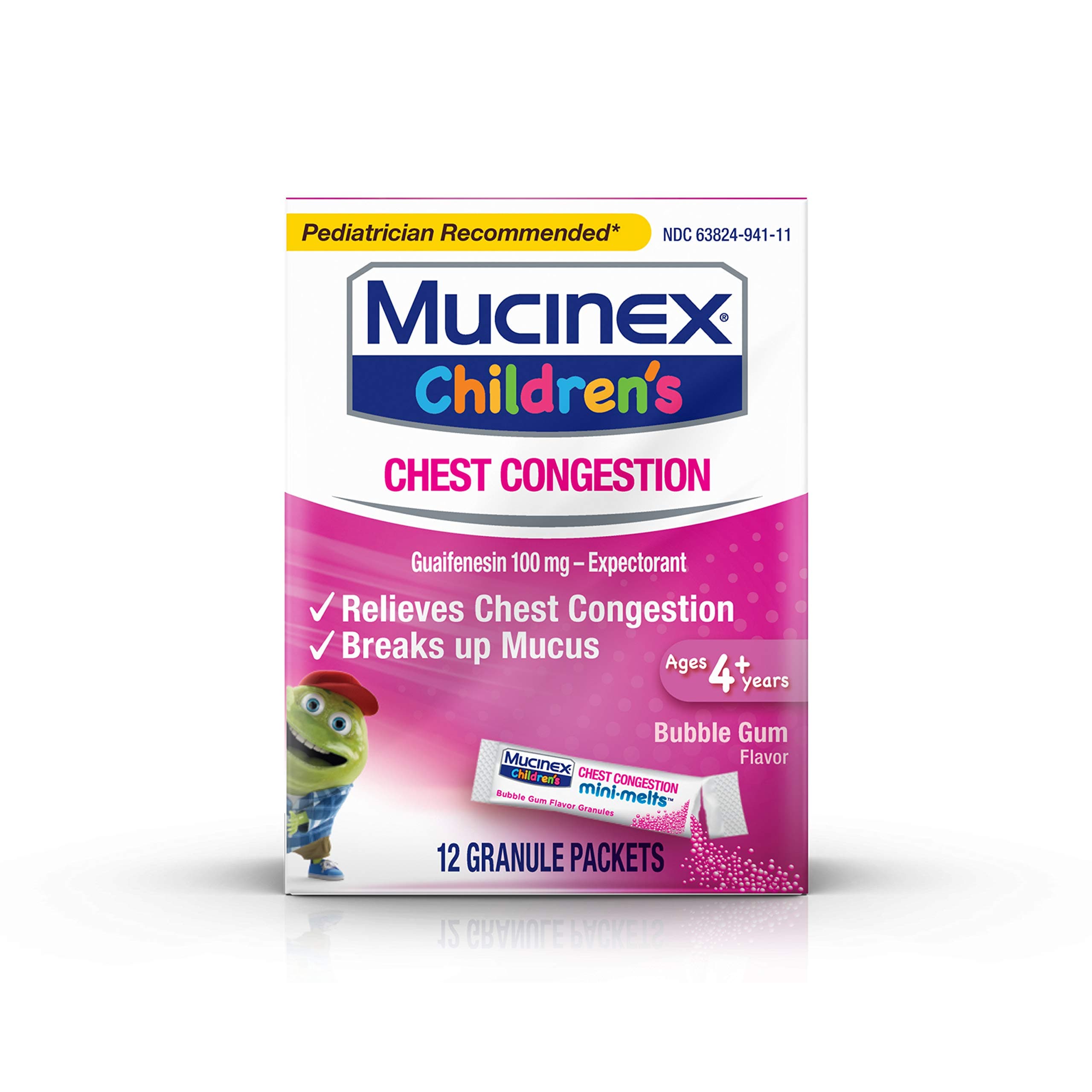 Mucinex Childrens Chest Congestion Mini-Melts Packets, Bubble Gum 12 each (Pack of 1)