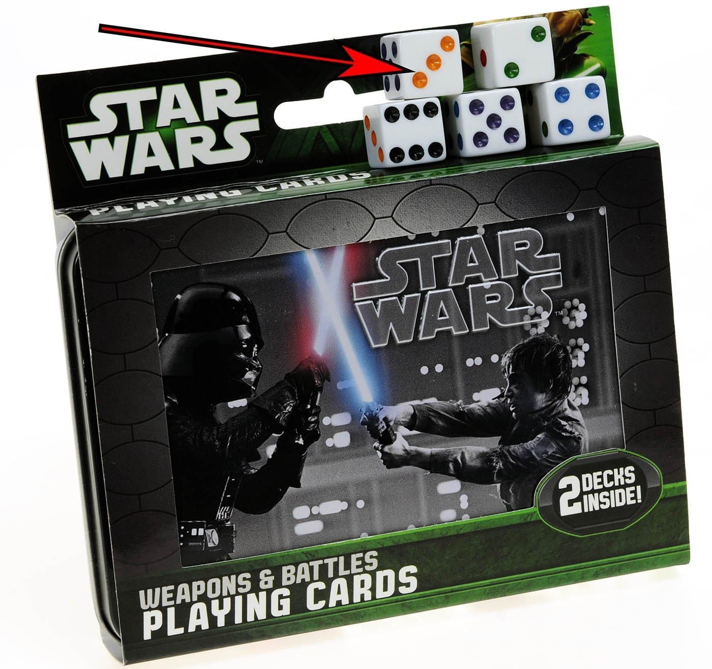 Star Wars Weapons & Battles Illustrated Double Deck Playing Cards in Tin with 5 Dice