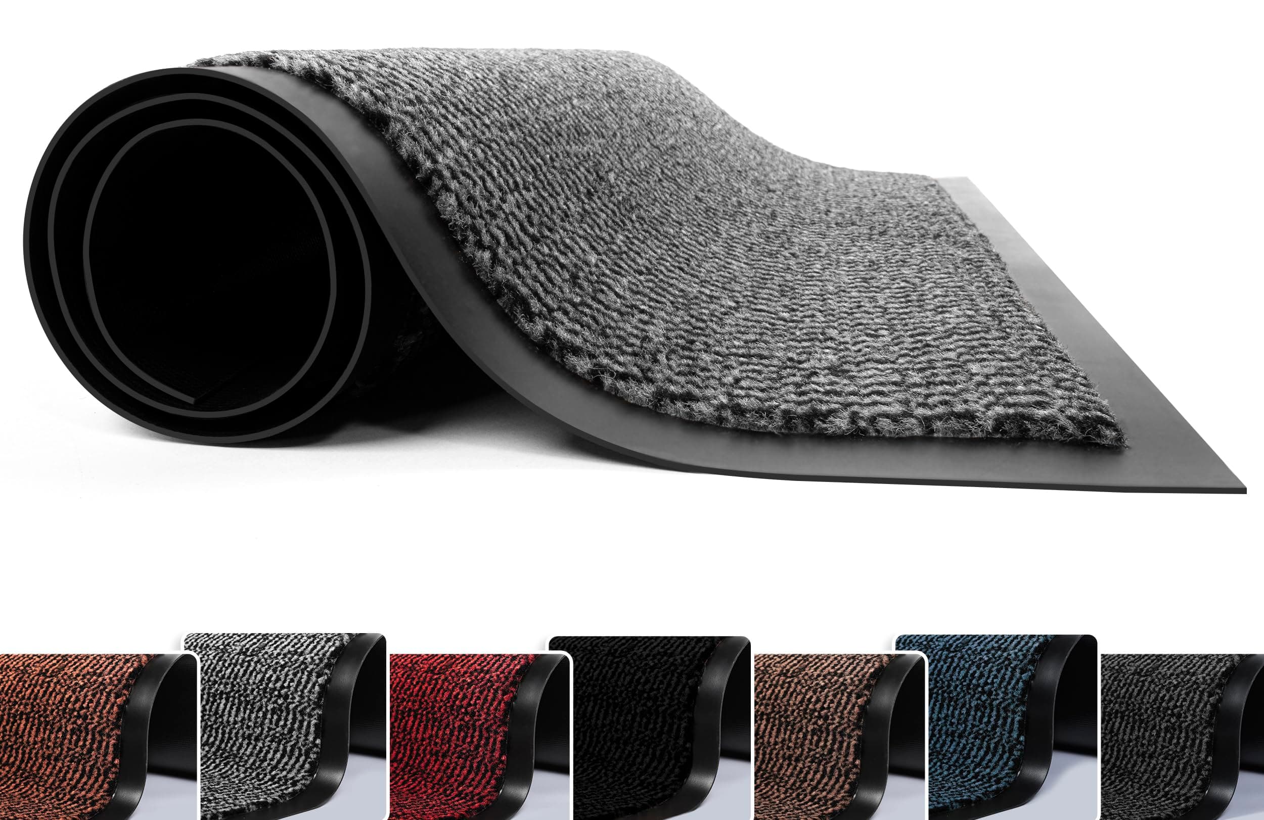 Washable Door Mats - Heavy Duty, Non-Slippery & Stylish Floor Mat - Door mat indoor Large Rubber Indoor & Outdoor Doormats for Perfect Dust Grabbing (Grey-waved, 40 x 60 CM)