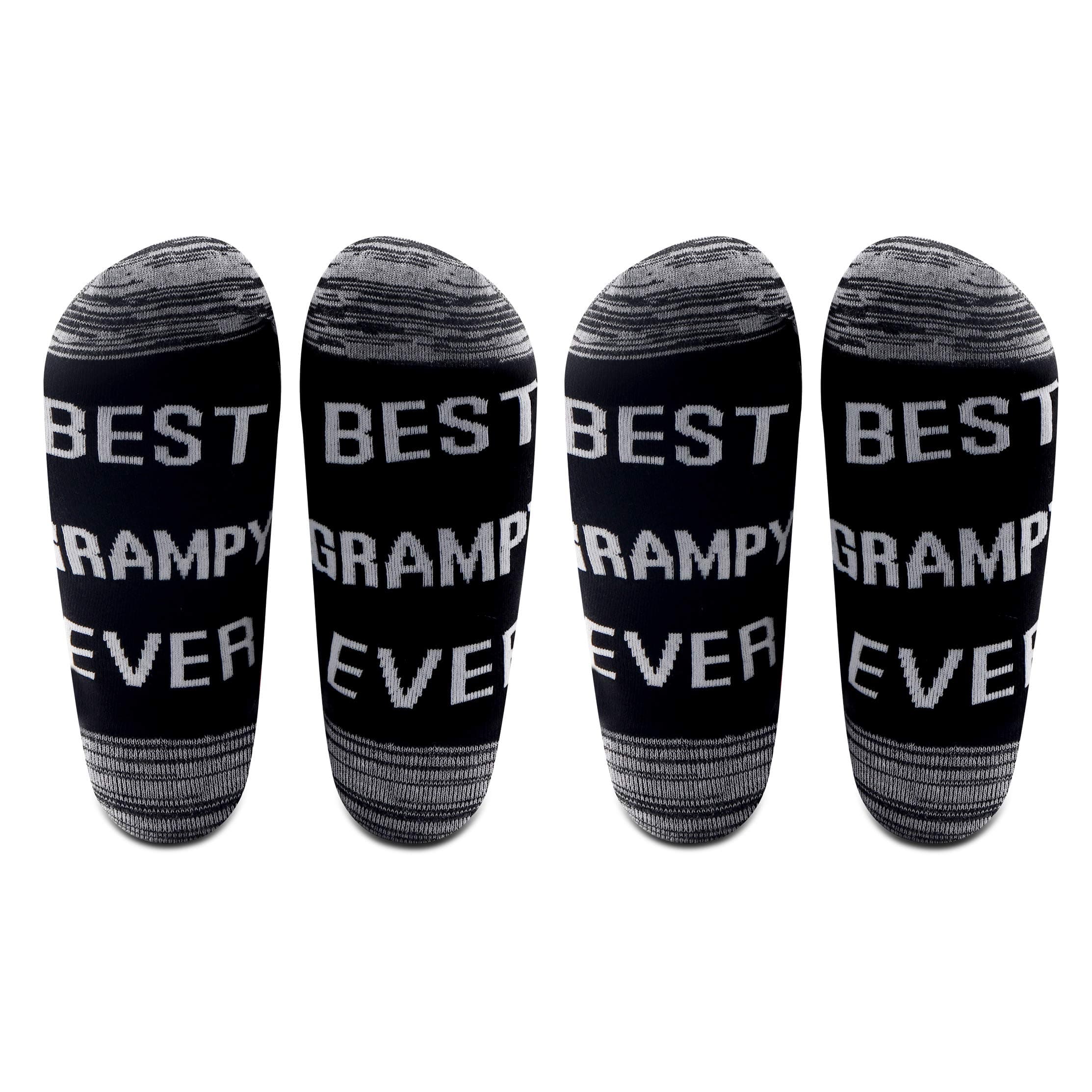 LEVLO 2 Pairs Father's Day Gift Best Grampy Ever Socks Grandpa Gift for Papa Grandfather Men Birthday Present