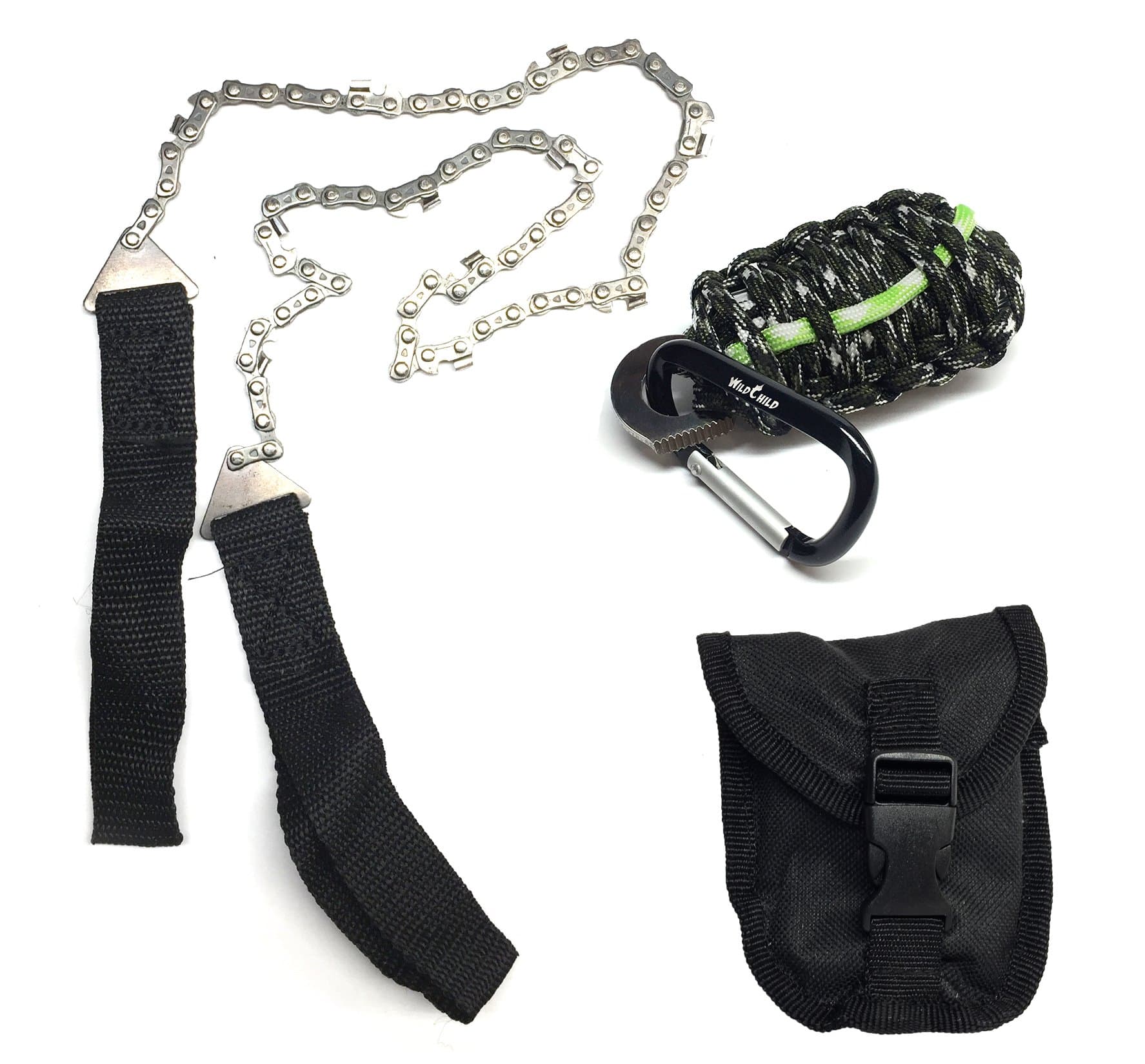 Survival Gear Box - 24" Camping Chainsaw & 550 Paracord Survival Grenade - Outdoor Emergency First Aid Tool Kit 19 in 1 Compass, Fire Starter, Emergency Knife, Whistle, Rescue Rope & Food Fishing Gear