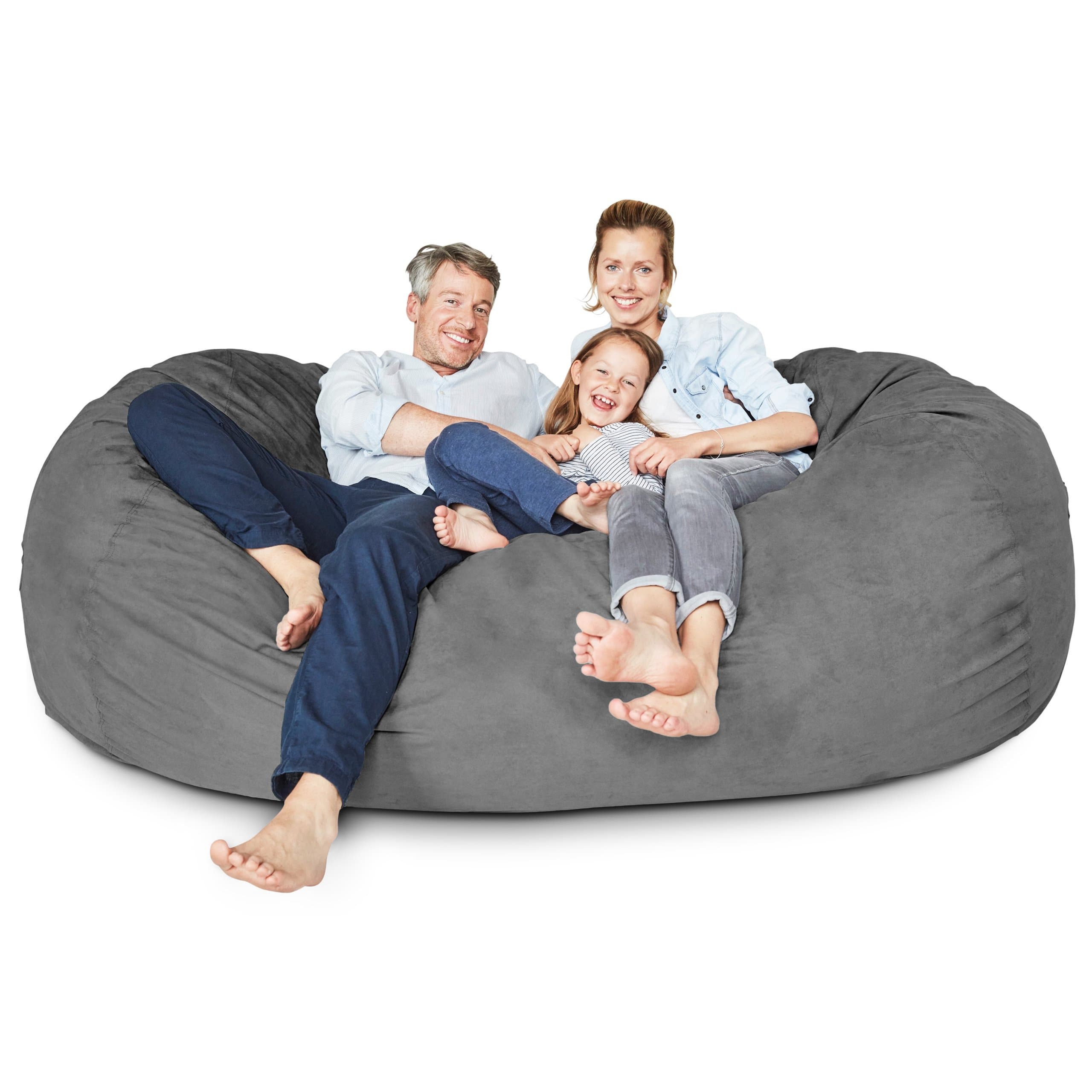 - Lumaland Luxurious Giant 7ft Bean Bag Chair with Microsuede Cover - Ultra Soft, Foam Filling, Washable XXL Sofa for Kids, Teenagers, Adults Sack Dorm, Family Room Dark Grey