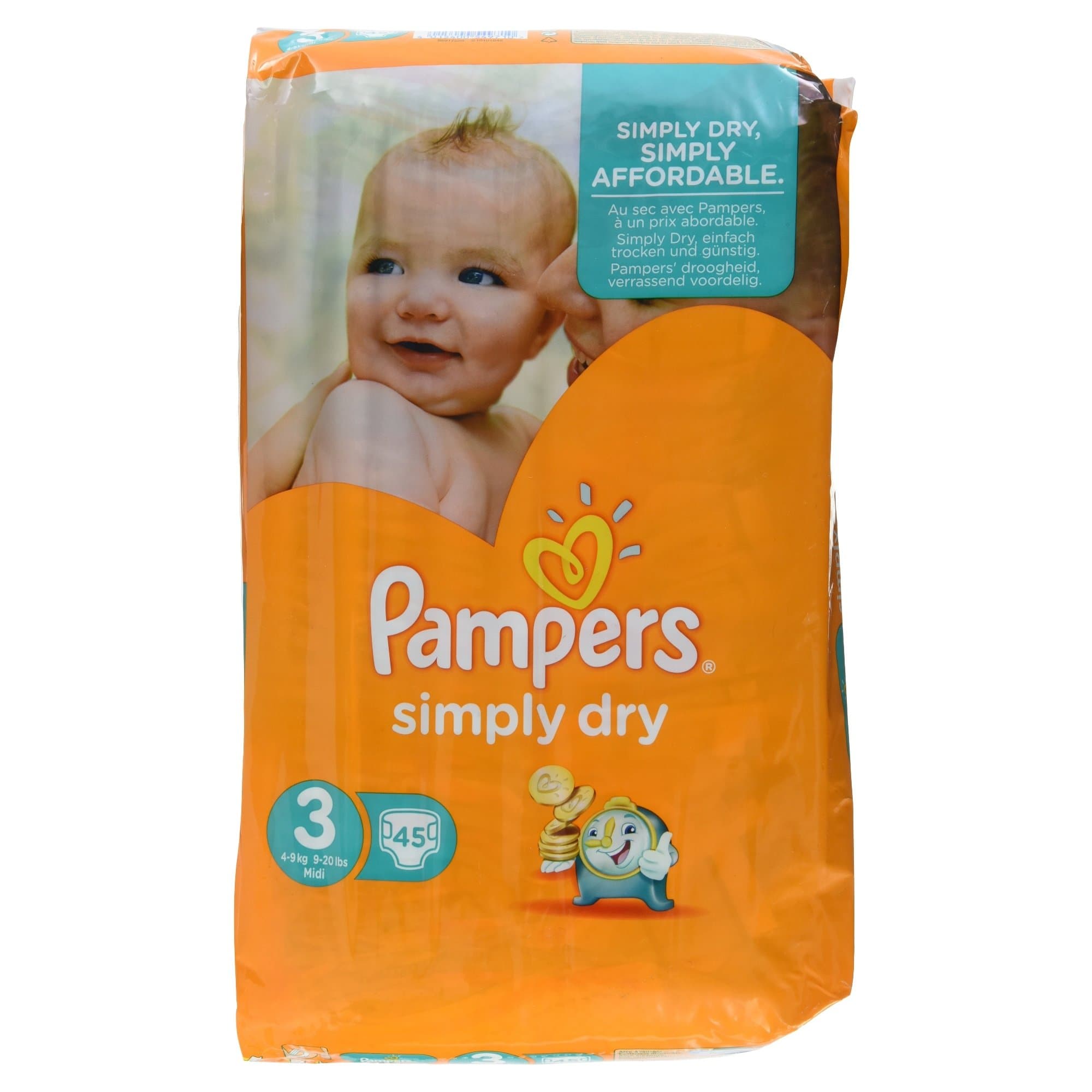 PAMPERS Simply Dry - 4 à 9 Kgs - X 45