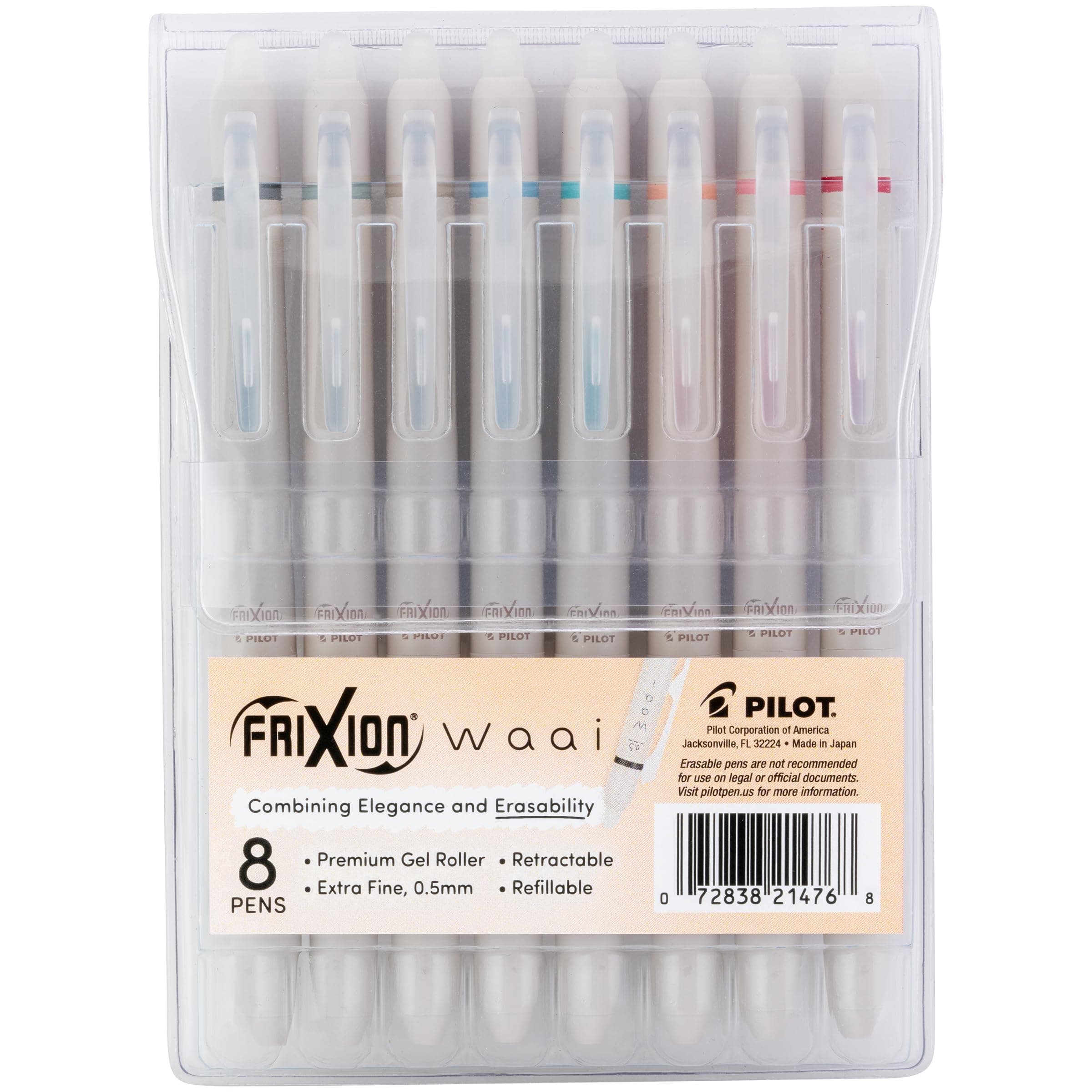 FriXion Waai Erasable Gel Pens, 8-Pack Pouch, Extra Fine Point 0.5 mm, Assorted Colors, FriXion Erasable Pens 0.5 - Ideal for School, Journaling & Office Writing