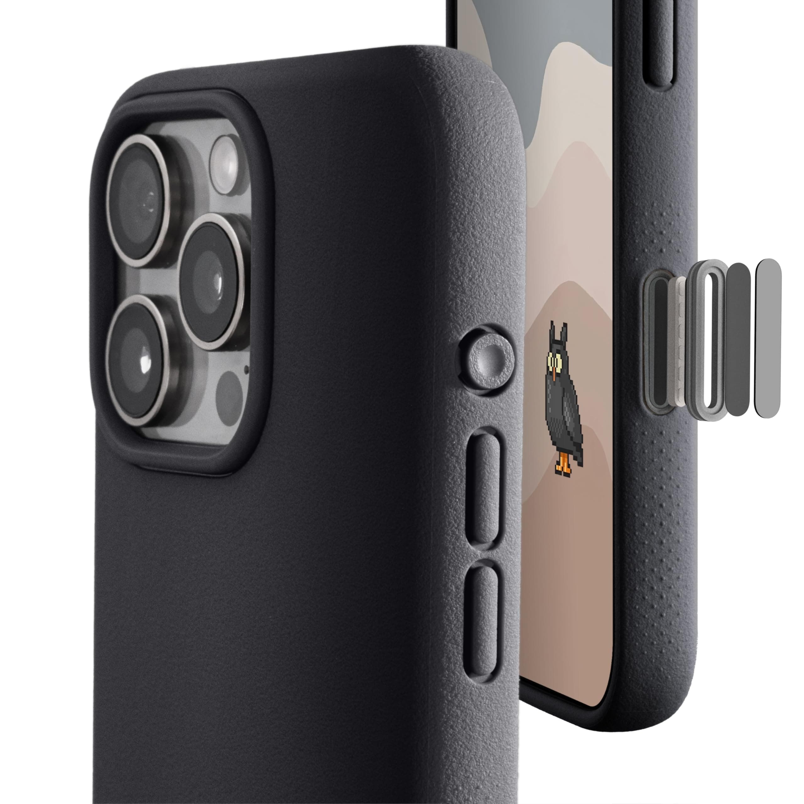 TineeOwl Magnetic Case for iPhone 16 Pro, Made of Thermoplastic Polyurethane (TPU), Protected Camera Control Button, MagSafe Compatible, Minimalist, Slim, Grip, Almost Black Design