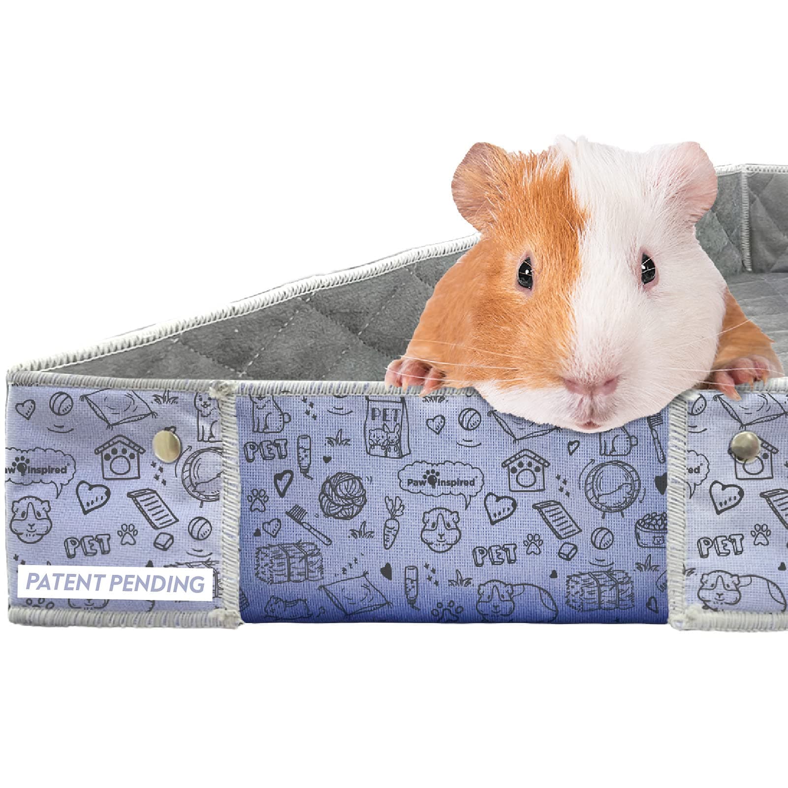 Critter Box Washable Cage Liner with Raised Sides, Fleece Bedding with Waterproof Bottom, Edge Protected Pee Pads for Guinea Pigs, Rabbits, Hamsters, Small Animals (Midwest Size)