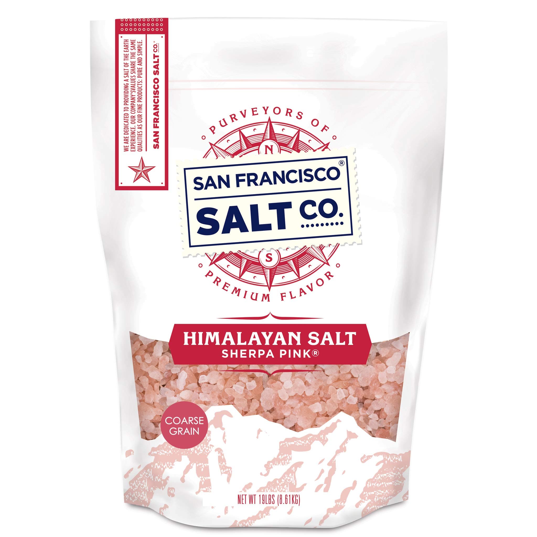 Sherpa Pink Himalayan Salt – Coarse Grain, 19 lbs. Bulk Bag | All-Natural, Gluten-Free, No Additives | Perfect for Everyday Cooking & Recipes, Ideal for Grinders & Salt Mills