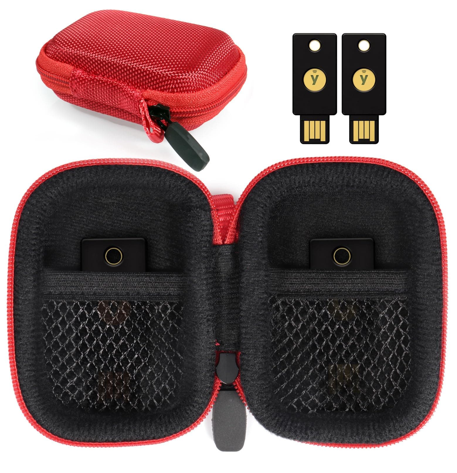 Security Key Case Compatible with Yubico YubiKey 5Ci NFC, 5Ci, NFC, 5 Nano, 5 NFC and Yubico 5C NFC, OnlyKey FIDO2, FIDO, U2F, Thetis, Dual mesh Pocket for More Security Keys