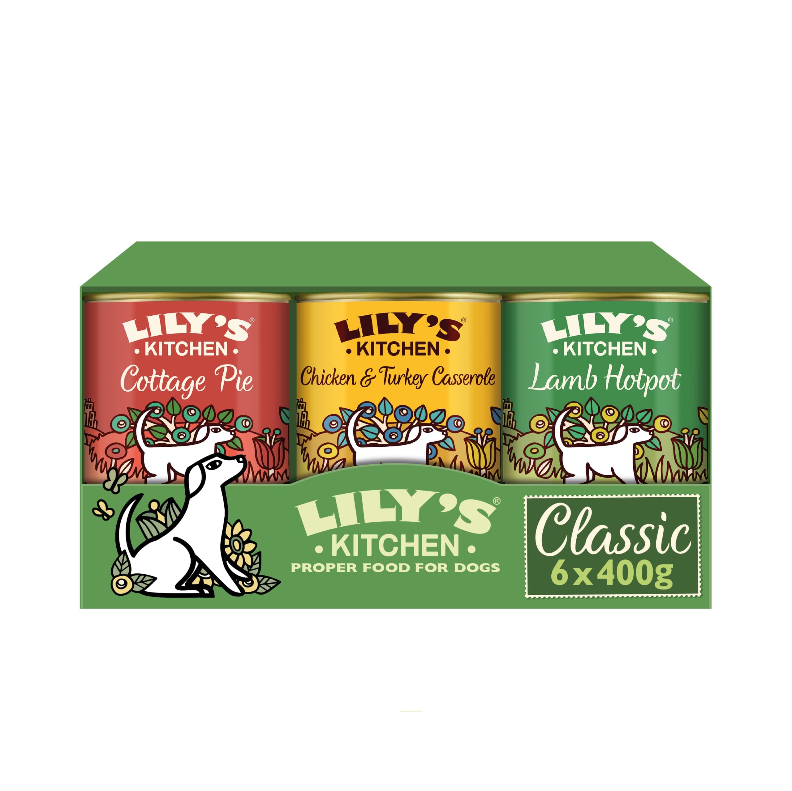 Natural Adult Wet Dog Food Tins Classic Dinners Variety Pack 6 x 400g