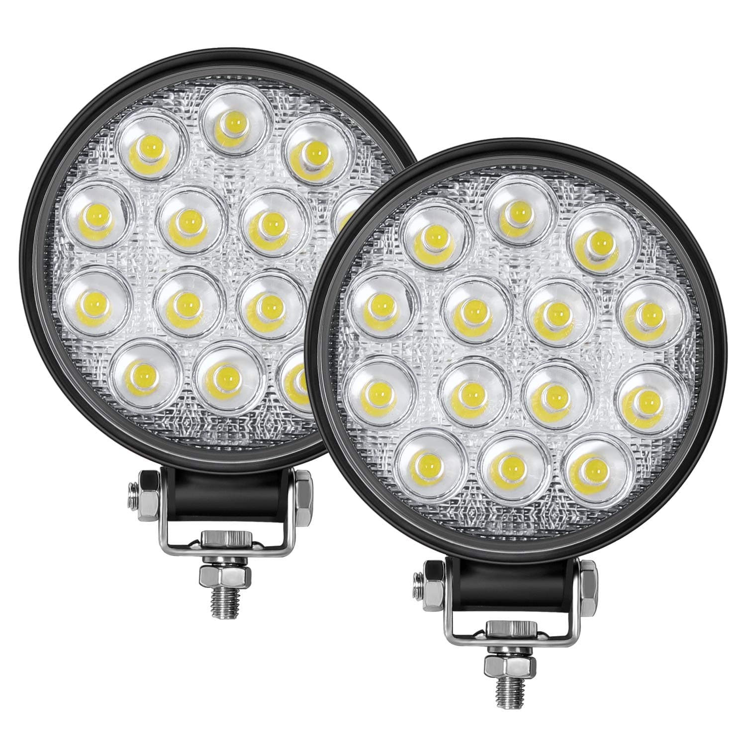 Zmoon 4.5'' 84W Round LED Offroad Flood Lights, Waterproof 12V/24V Round LED Light Bar for Truck Tractor ATV UTV SUV Motorcycle Off Road Fog Driving Lights 2Pack