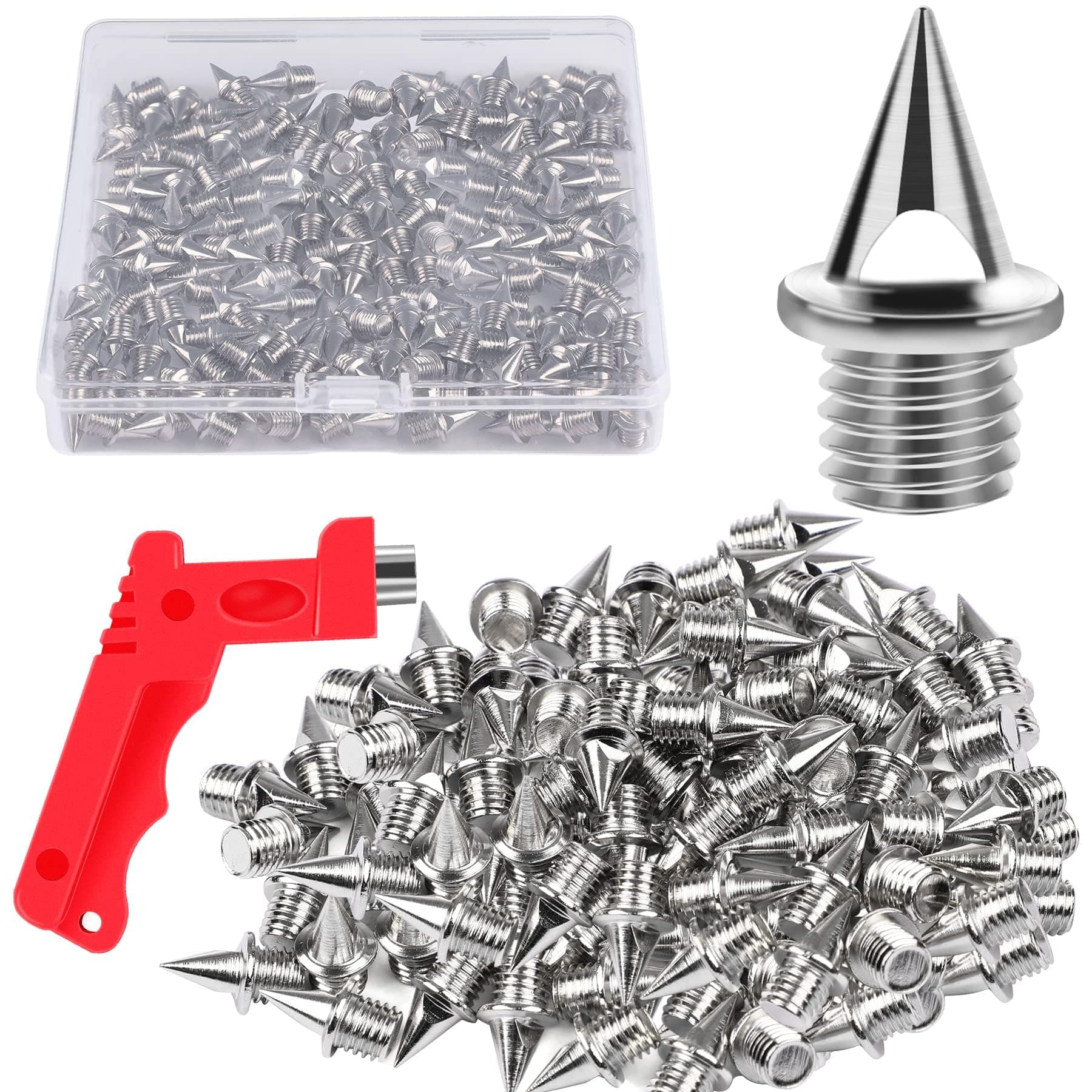 JULMELON 120PCS 1/4in Stainless Steel Track & XC Spikes for Golf Shoes with Spike Wrench