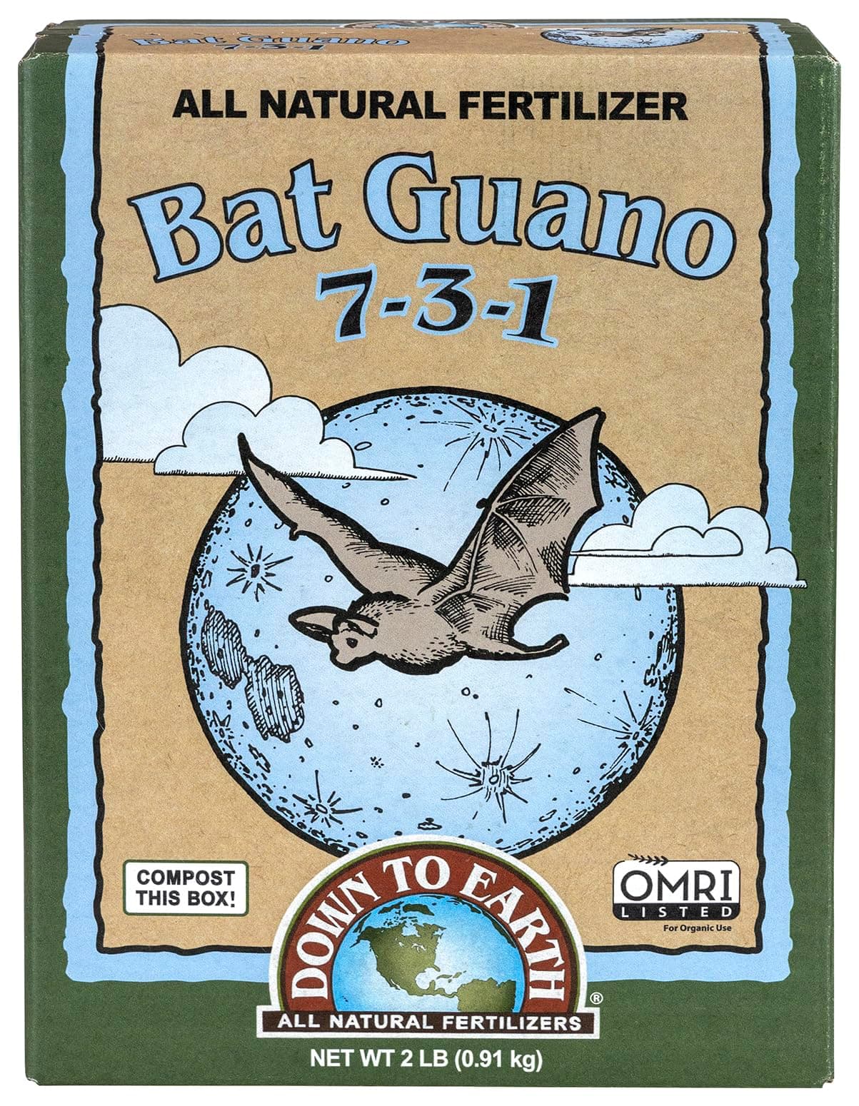 Down To Earth Organic Bat Guano Fertilizer Mix 9-3-1, 2 lb