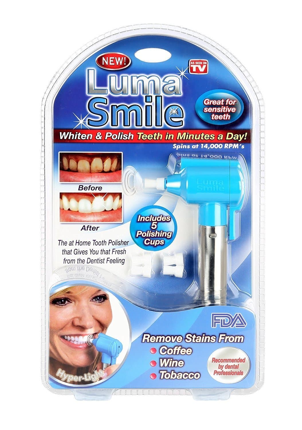ABTRIX WITH AB Tooth Polisher Whitener Stain Remover with LED Light Luma Smile Rubber Cups