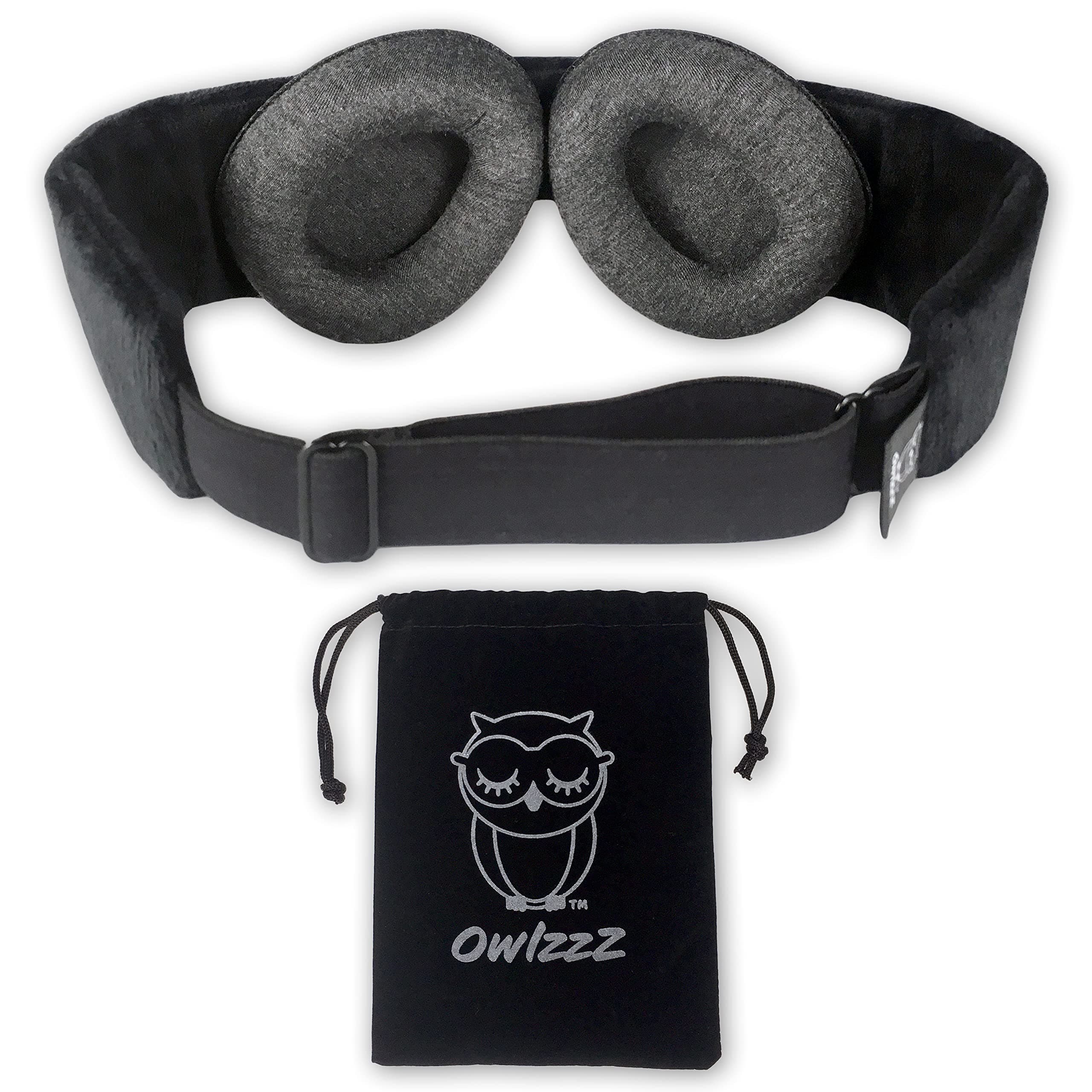 OwlzzZ Blackout Sleep Mask for Men & Women— Travel Eye Mask for Sleeping— 3D Contoured Sleep Eye Mask for Side Sleepers— Adjustable Sleeping Mask/ Blind Fold/ Eye Covers/ Eye Shades (Black Hole)
