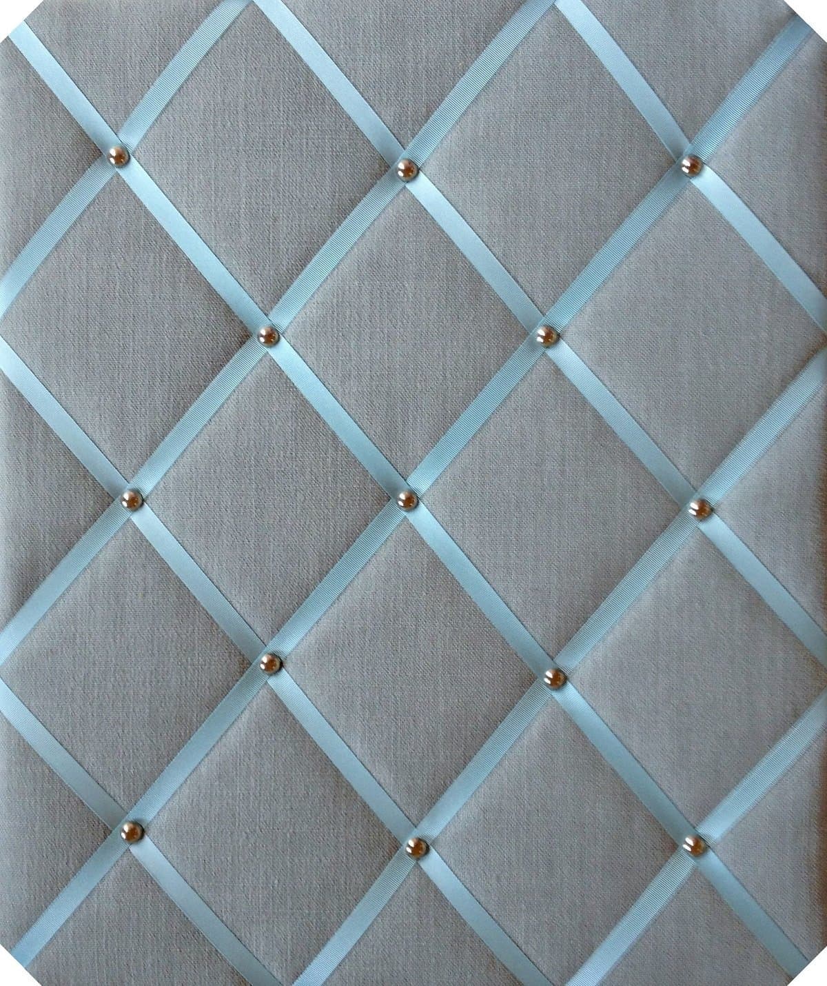 Duck Egg Blue Linen, Chrome Detail, Notice Boards/Memo Boards/Large 40x48cm, Fabric, Bulletin Boards, Message Boards