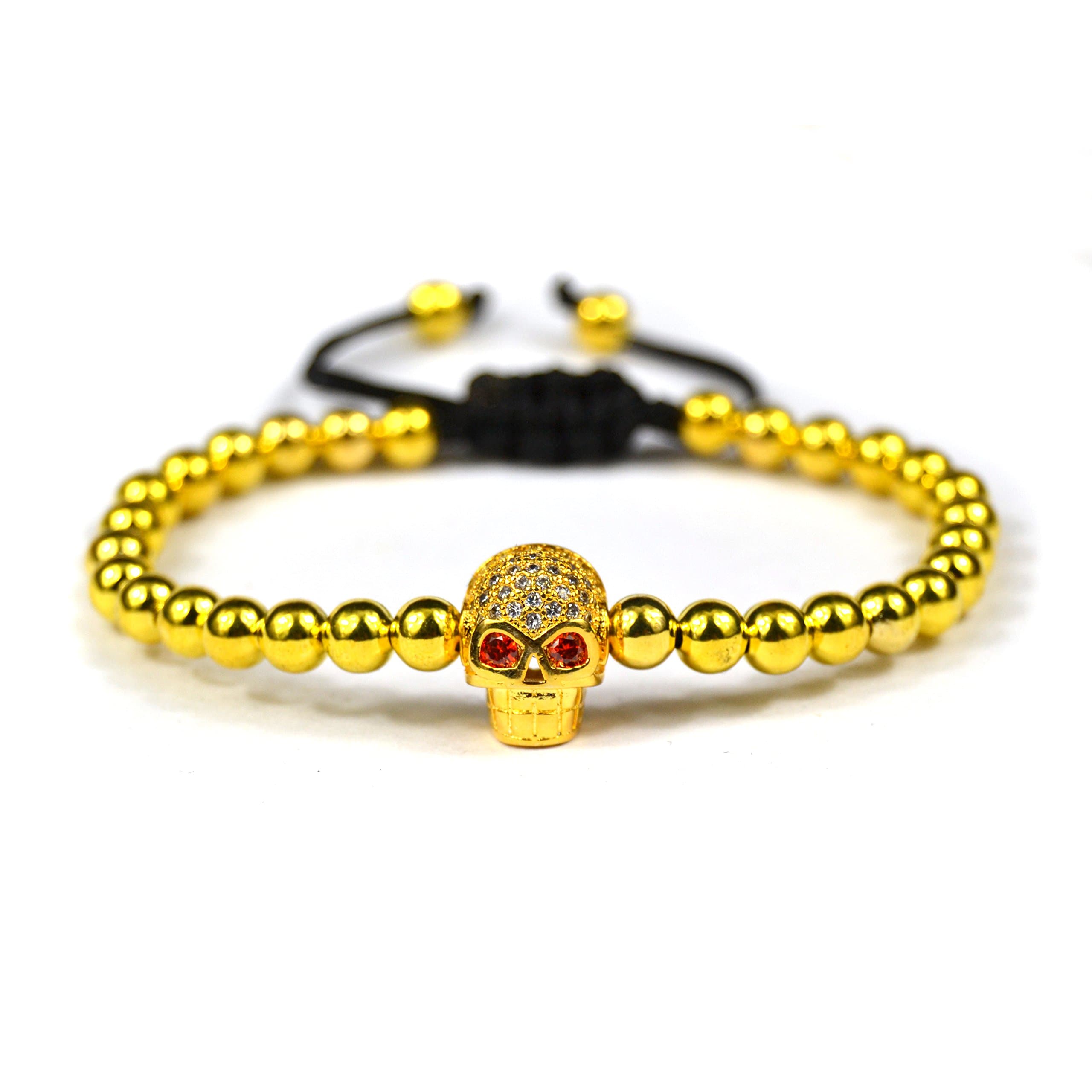 Anil Arjandas Men Bracelets Macrame Bracelet 8mm Skull Head Cz Beads