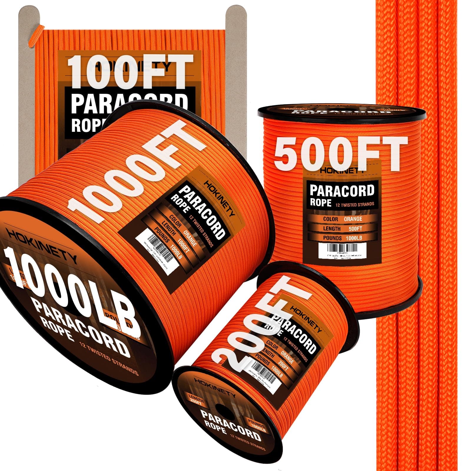1000Ib Paracord Rope - 100ft 200ft 500ft 1000ft 4mm,12 Strand Parachute Spool Cord,para Cord Lanyard for Camping,Hammock,Clothsline,Hiking,Fishing,Survival braceletand Survival