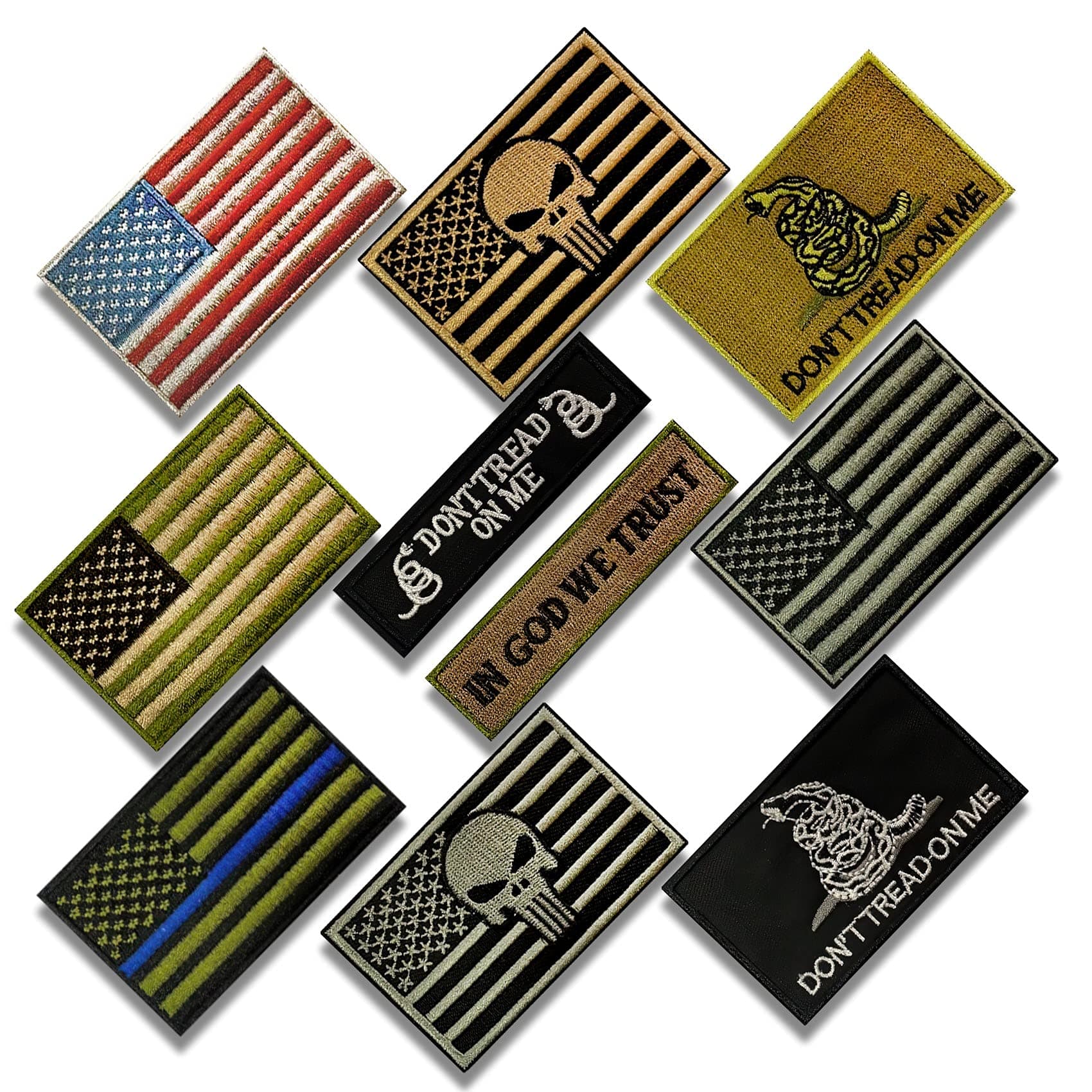 10 Bundles American Flag Patches, Tactical Morale Military Patches, USA Backpack, Hat, Army Gear and More