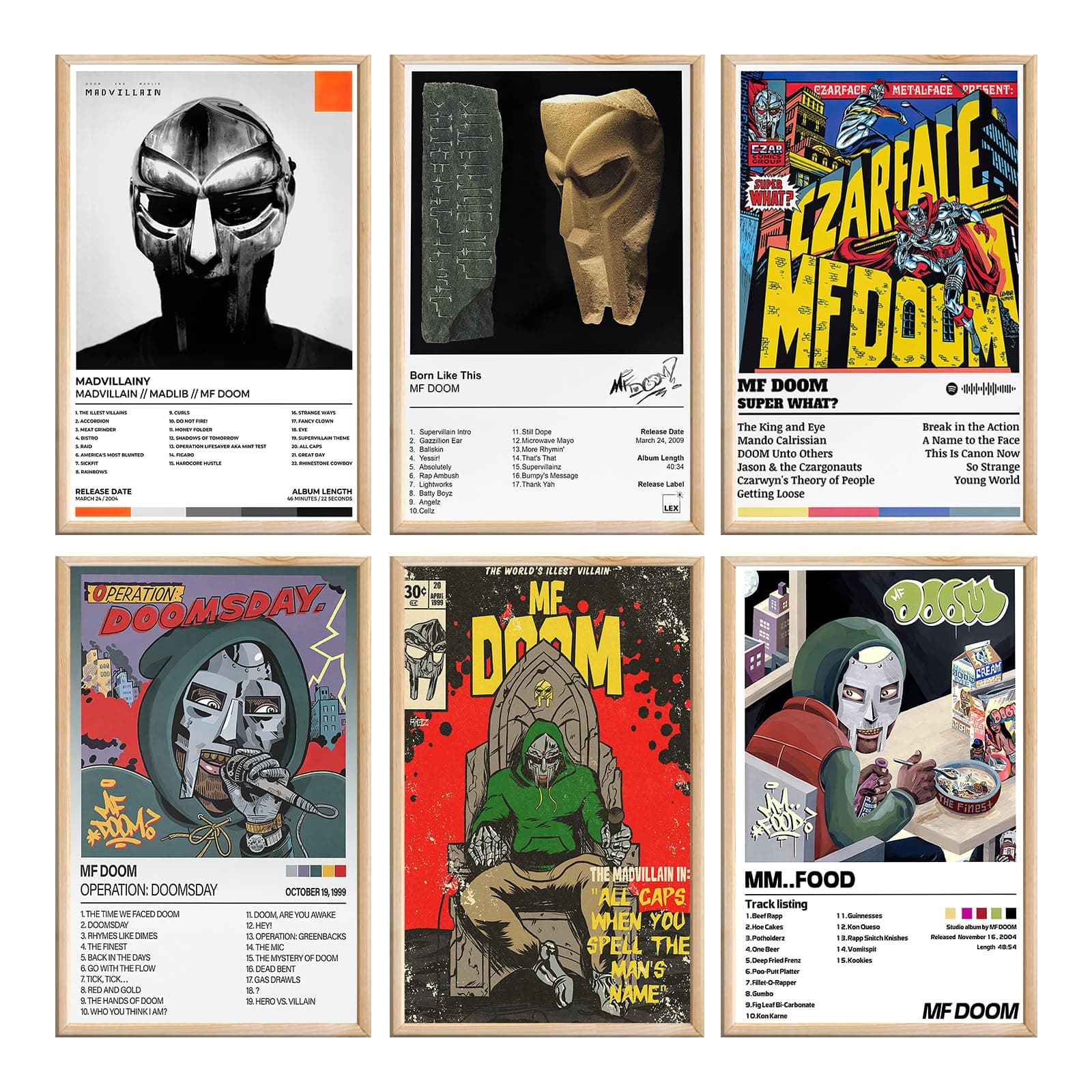 LSPDAG MF DOOM Music Album Poster MM...FOOD,Operation Doomsday,Super What,Born Like This,Madvillain(No Frame, 20x30cm-6pcs)