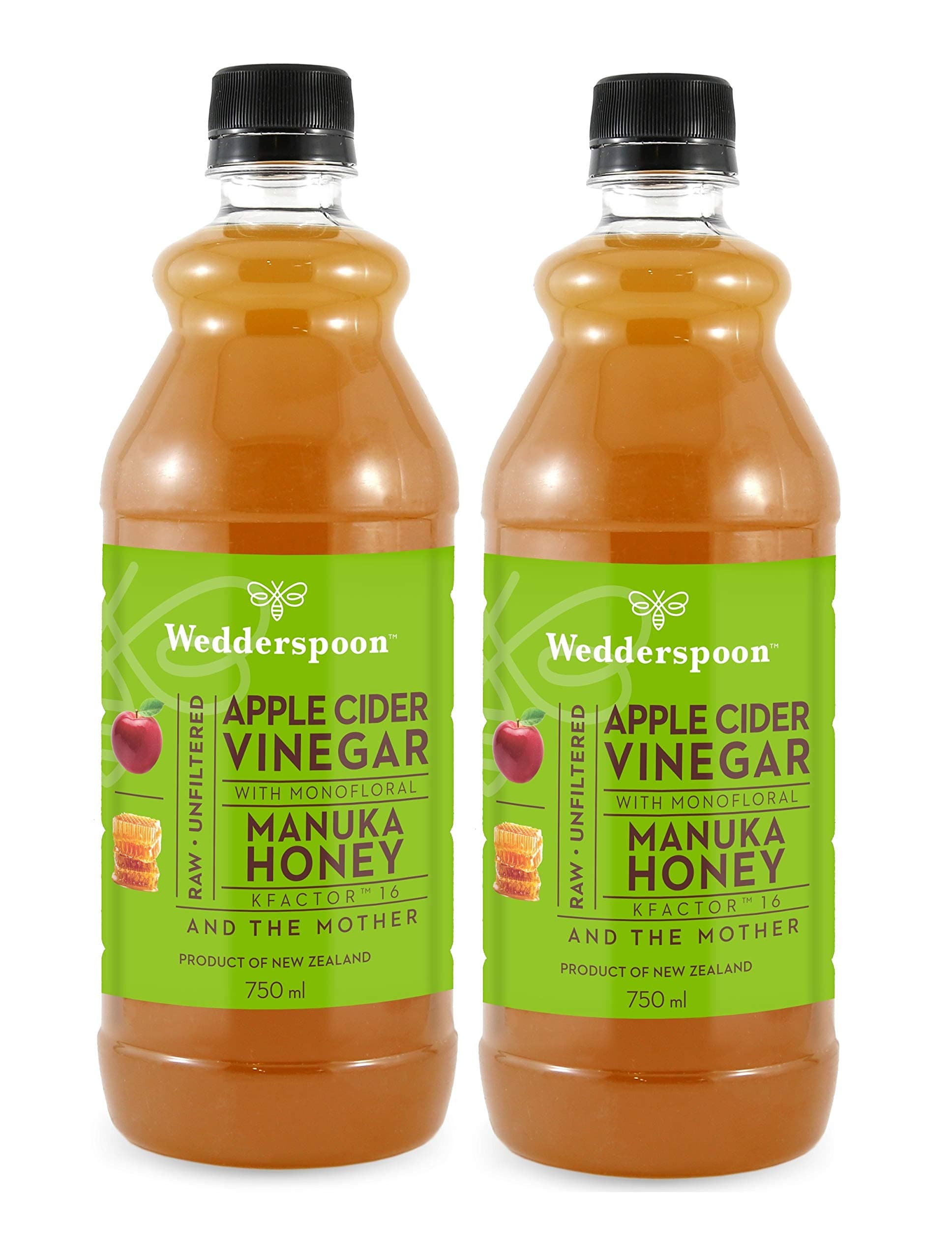 Apple Cider Vinegar with Manuka & Beechwood Honeys – Raw, Cold-Pressed & Unfiltered – With the 'Mother' for Digestive Support & Wellness – A Perfect Addition to Your Daily Routine 2x 750ml