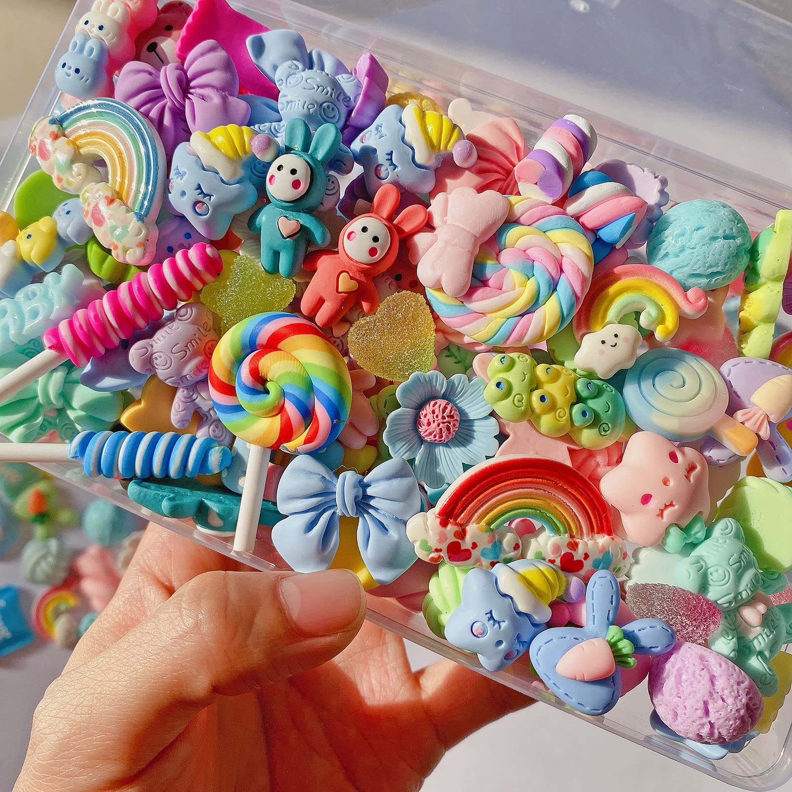 100pcs Slime Charms Cute Set, Bulk Mixed Resin Charms Set Ornament Scrapbooking (Colorful)