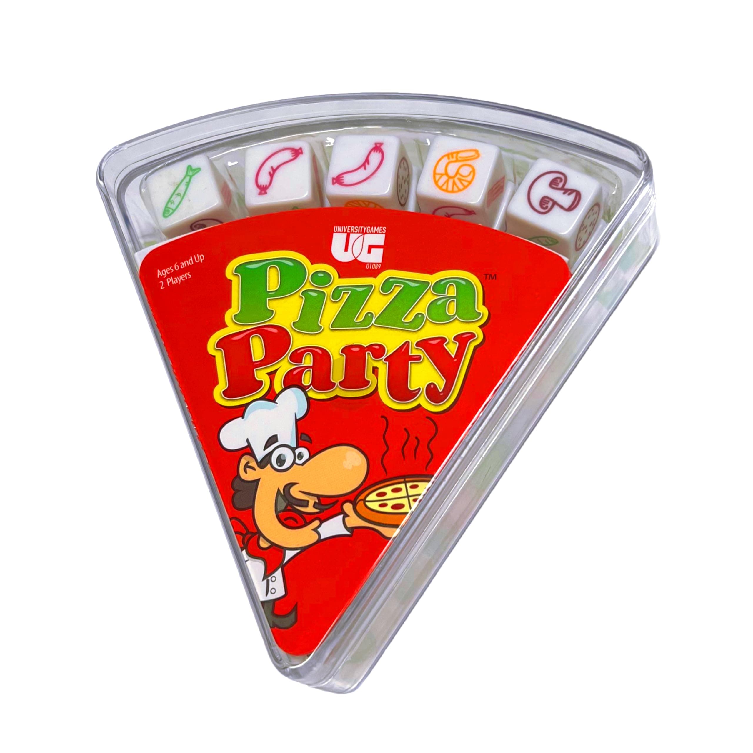 University Games, Pizza Party Dice Game, Dice Game for Kids and Families, Ages 6+ (5 count)