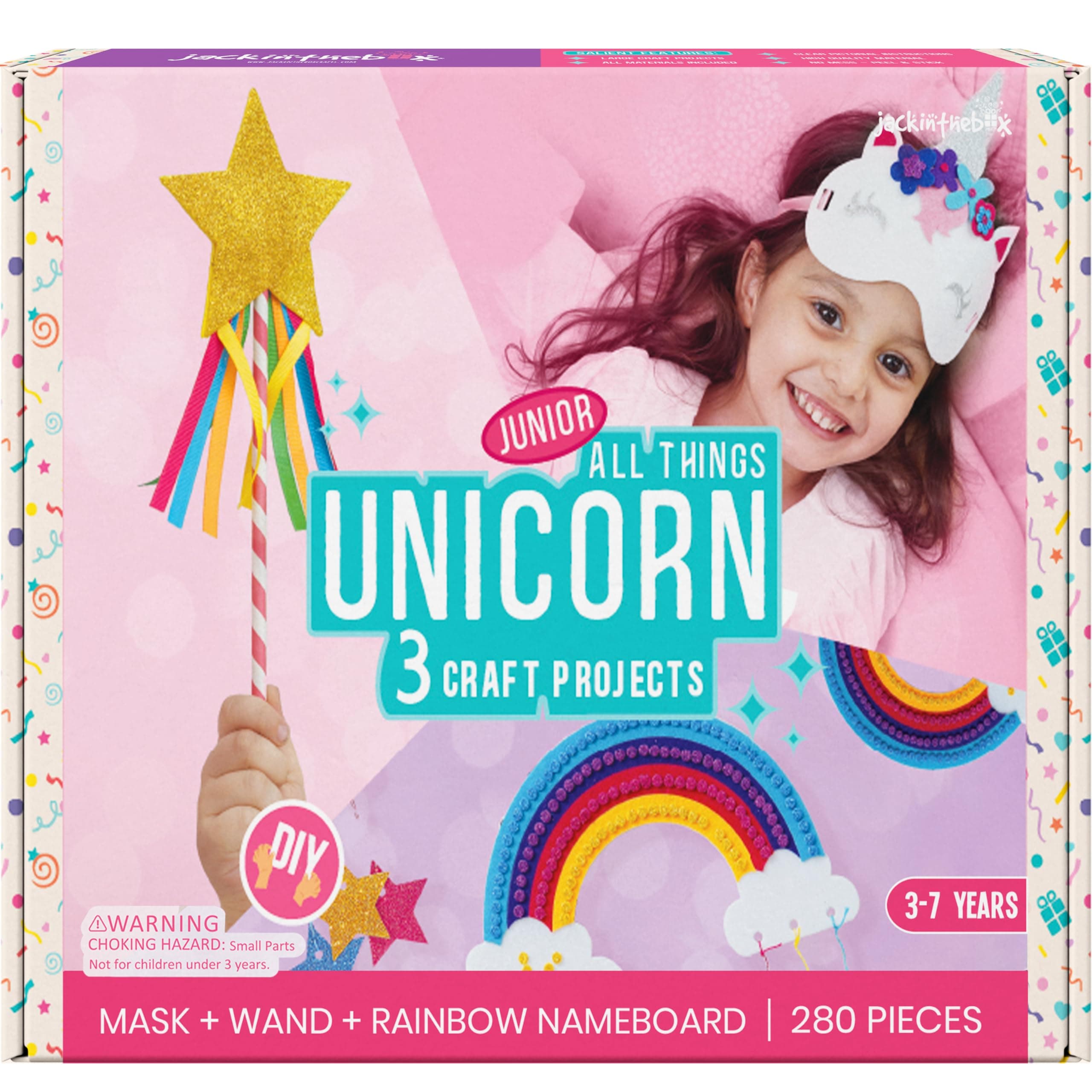 Unicorn Craft kit for 3 to 5 Year Old, 3 Craft Projects, Great Easter Gift for Girls Ages 3 4 5 Years, No Mess Art for Kids, DIY Creative Activity