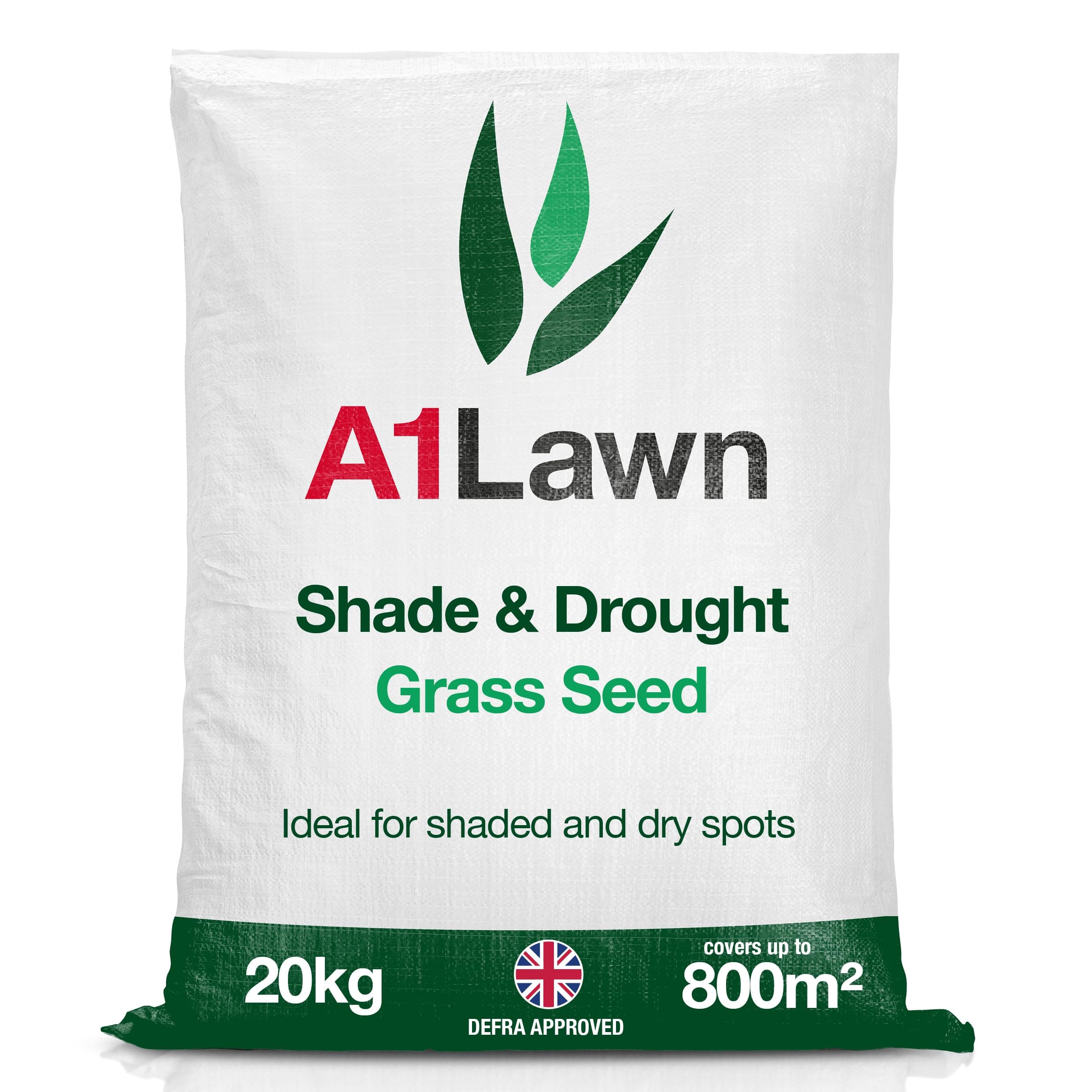 A1 Lawn, Shade & Drought Tolerant Grass Seed - Hard Wearing, Fast Growing, DEFRA Certified, 20kg