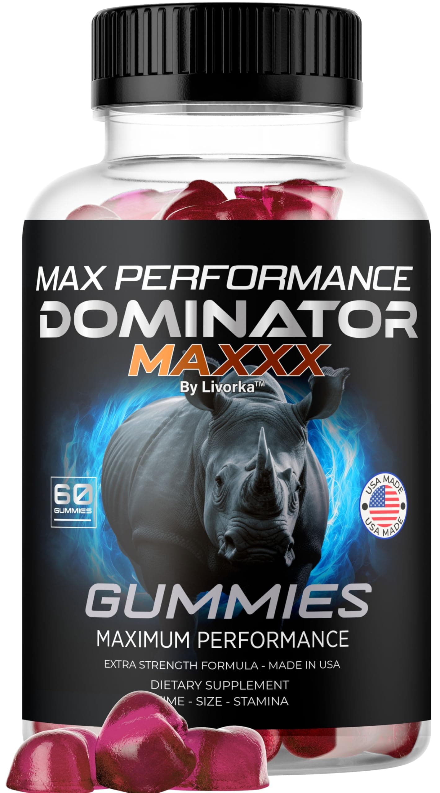 Dominator Maxxx Gummies for Men - Dominator Maxx Natural Daily Nutrition Support Premium Advanced Formula Multivitamin Pills for Overall Health & Wellness, 60 Gummies for 1 Month