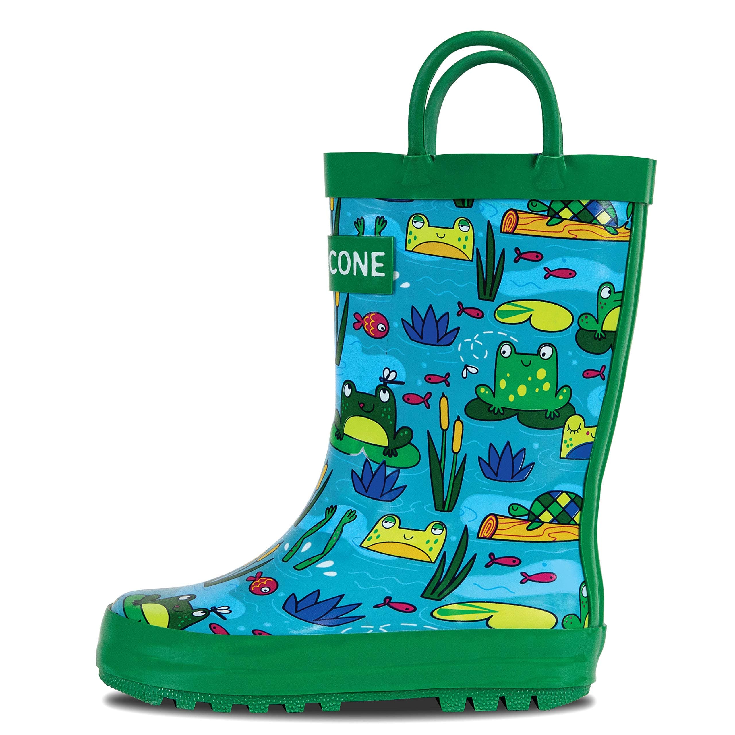 Lone Cone Kids Rain Boots for Girls & Boys – Waterproof Natural Rubber Toddler Rain Boots with Non-Slip Outsole & Easy Pull Handles – Solid, Pattern & Glitter Designs