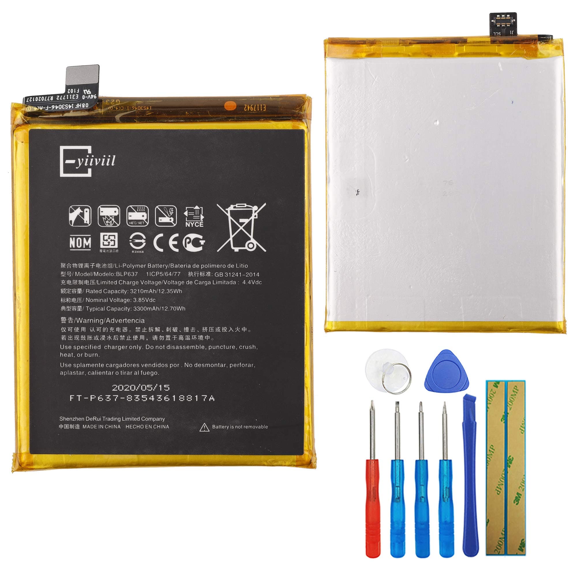Replacement Battery for OnePlus 5, OnePlus 5T - 3.85 V BLP637 Internal Battery with Tool 3210 mAh
