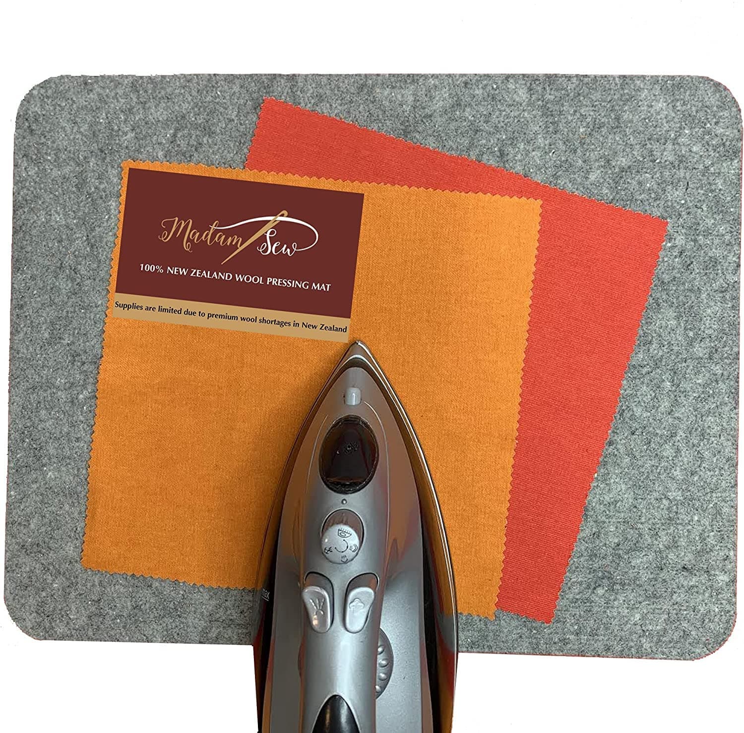 Madam Sew Wool Pressing Mat for Quilting | 100% New Zealand Felted Wool | Ironing Pad Mad | Protects Tabletop | Sewing Notations and Supplies | Extra Large 17” x 24”