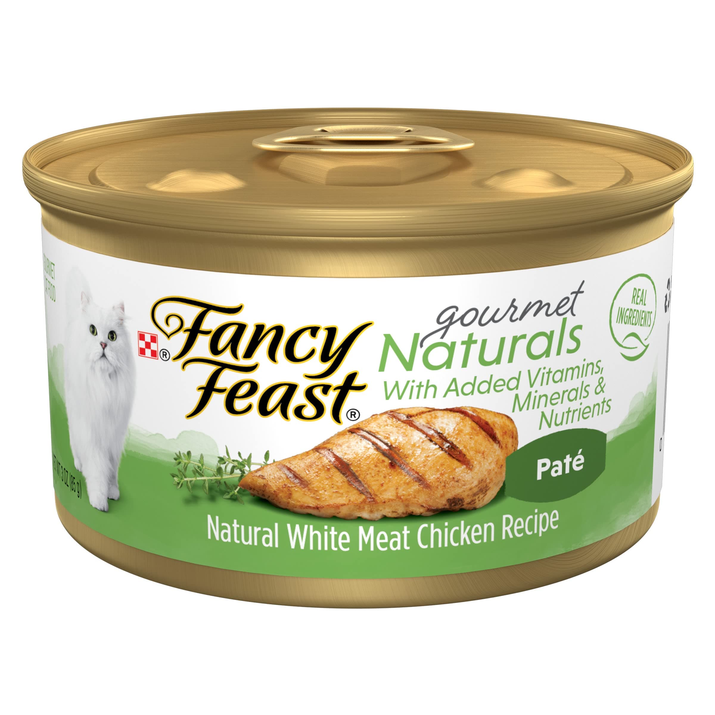 Purina Fancy Feast Wet Cat Food Pate Gourmet Naturals White Meat Chicken Recipe - (Pack of 12) 3 oz. Cans