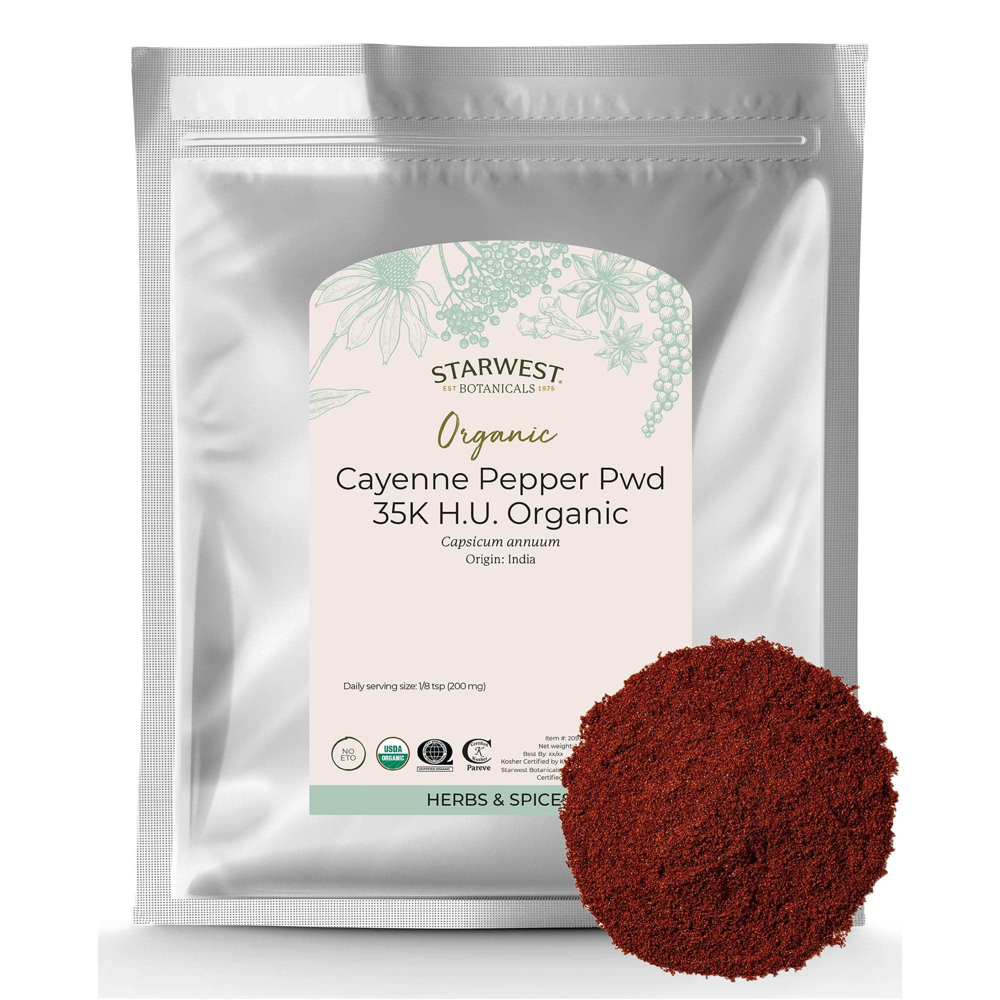Starwest Botanicals Organic Cayenne Pepper Powder 35,000 SHU, 1 Pound (Pack of 1)