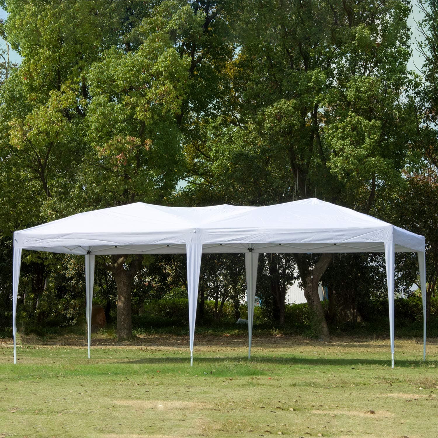 10 x 20 Pop Up Canopy Tent Portable Shade Instant Heavy Duty Outdoor Gazebo White Canopy Tent with 4 Sandbags for Outdoor Party Wedding Commercial Activity Pavilion BBQ Beach Car Shelter