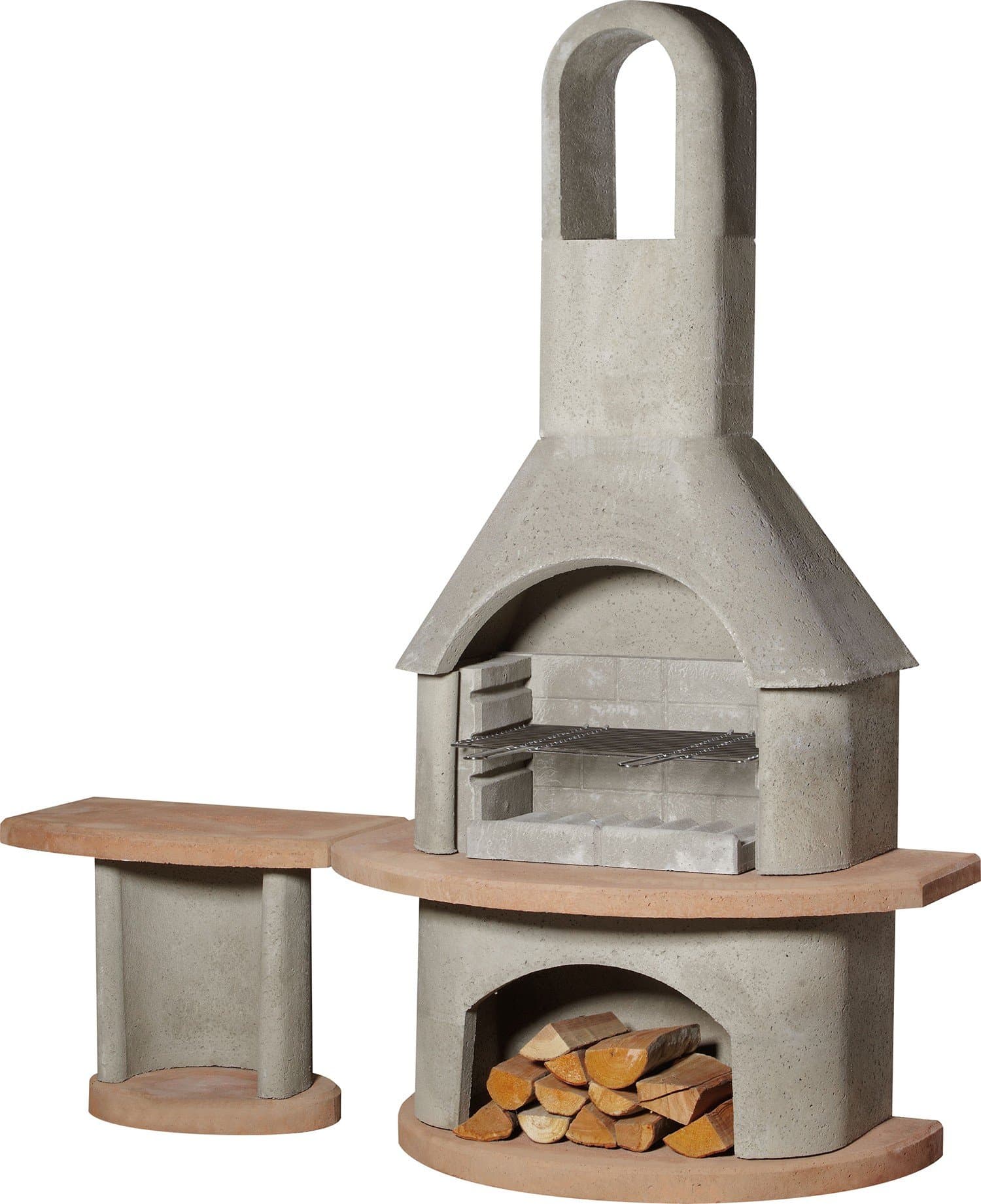 54cm Carmen Masonry Charcoal Barbecue with Side Table