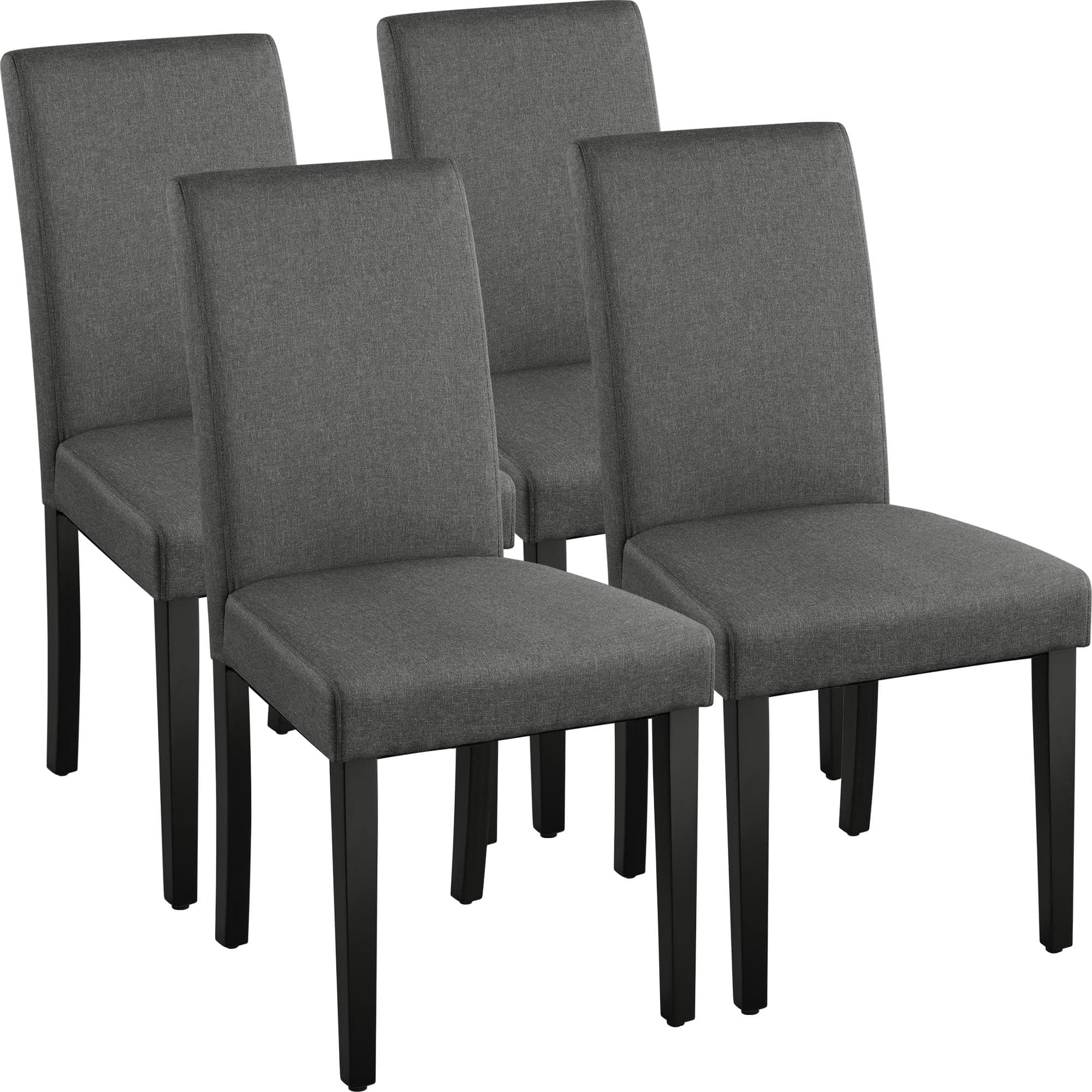Yaheetech Fabirc Upholstered Dining Chair Set of 4 Urban Style kitchen Chairs with Solid Wood Legs for Dining Room/Living Room, Dark Grey