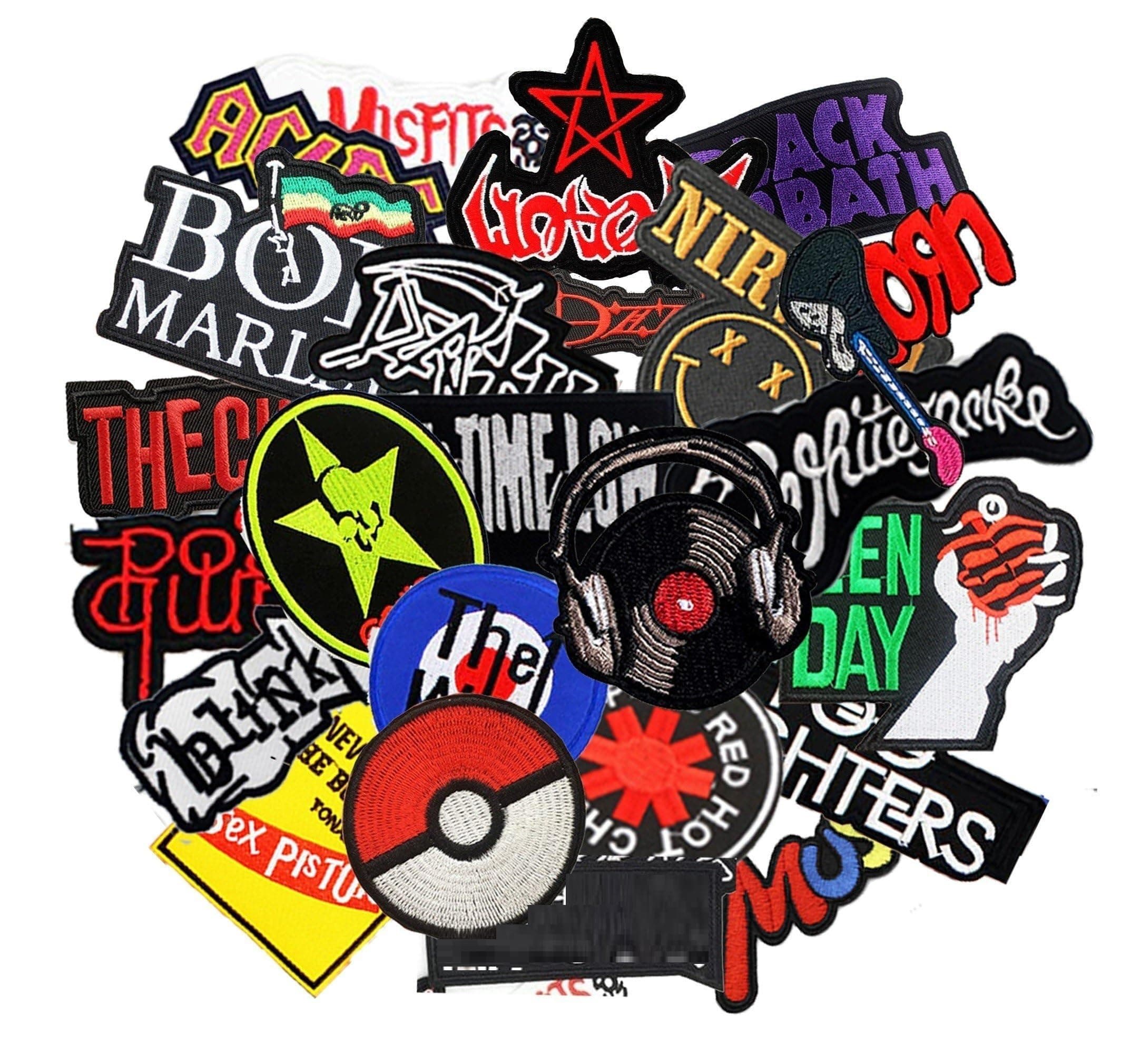 HARINI 25 Pcs Mixed Rock Band Patches Iron On Rock Music Badges Hippie Punk Stickers for Cloth Jacket Jeans DIY Applique(2)
