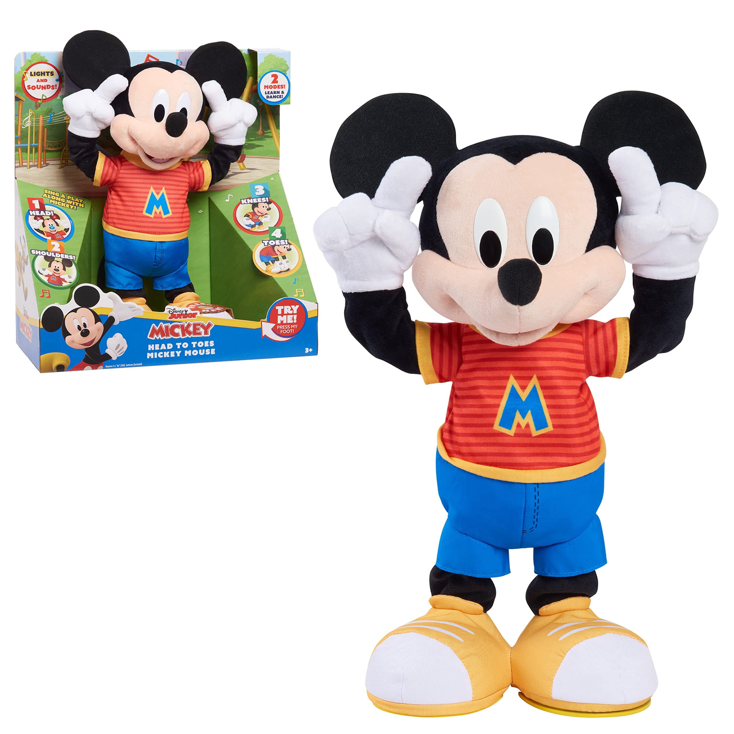 Disney Junior Mickey Mouse Head to Toes Plush with Motion, Sounds, Phrases, Officially Licensed Kids Toys for Ages 3 Up by Just Play