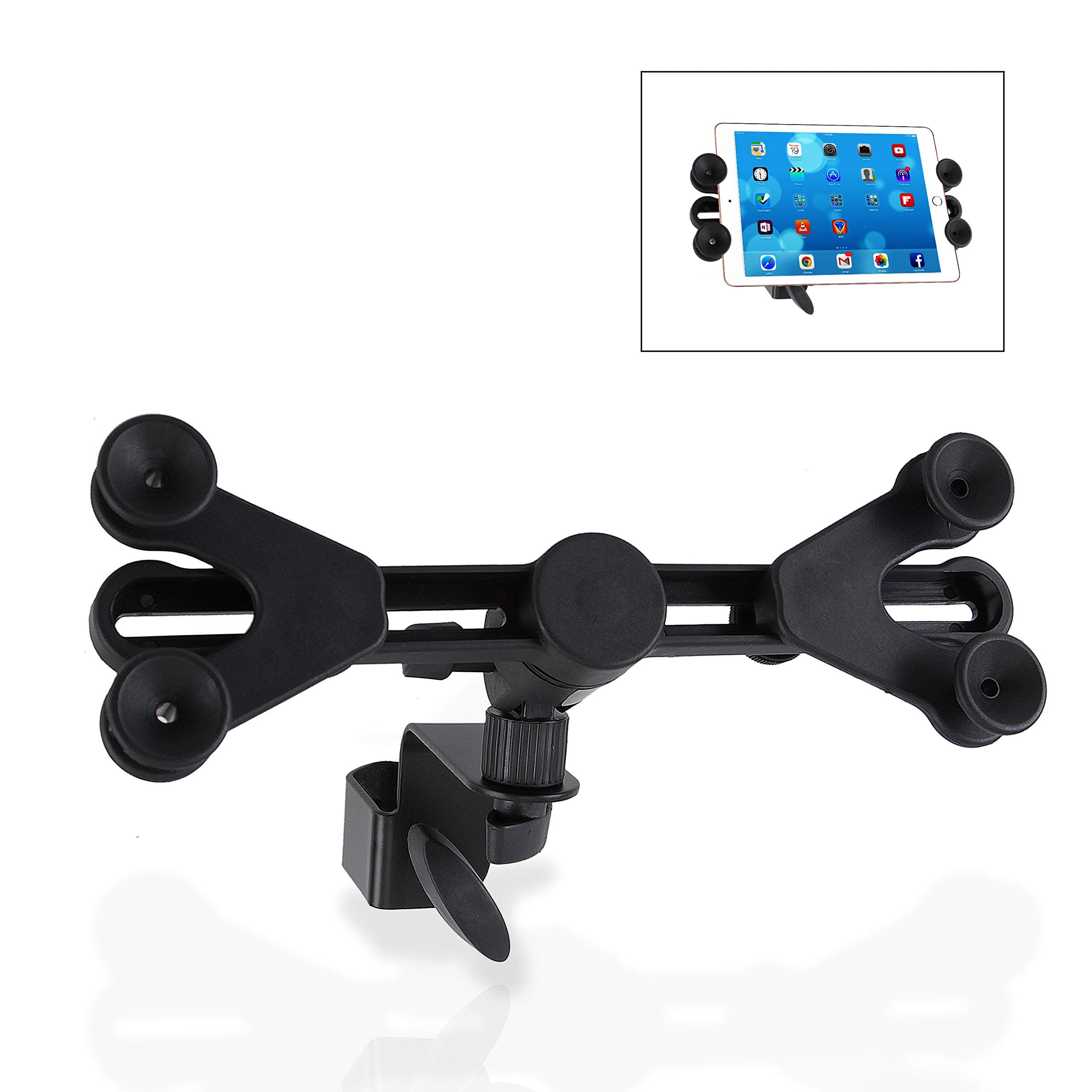 Pyle PRTPMKSPAD7 Universal Tablet Mount Holder - Phone Gadget Stand Attachment Works with All iPad/Tablet Models, Angle Adjustable Placement Use for Computer, Dj Equipment, and Books - Pyle