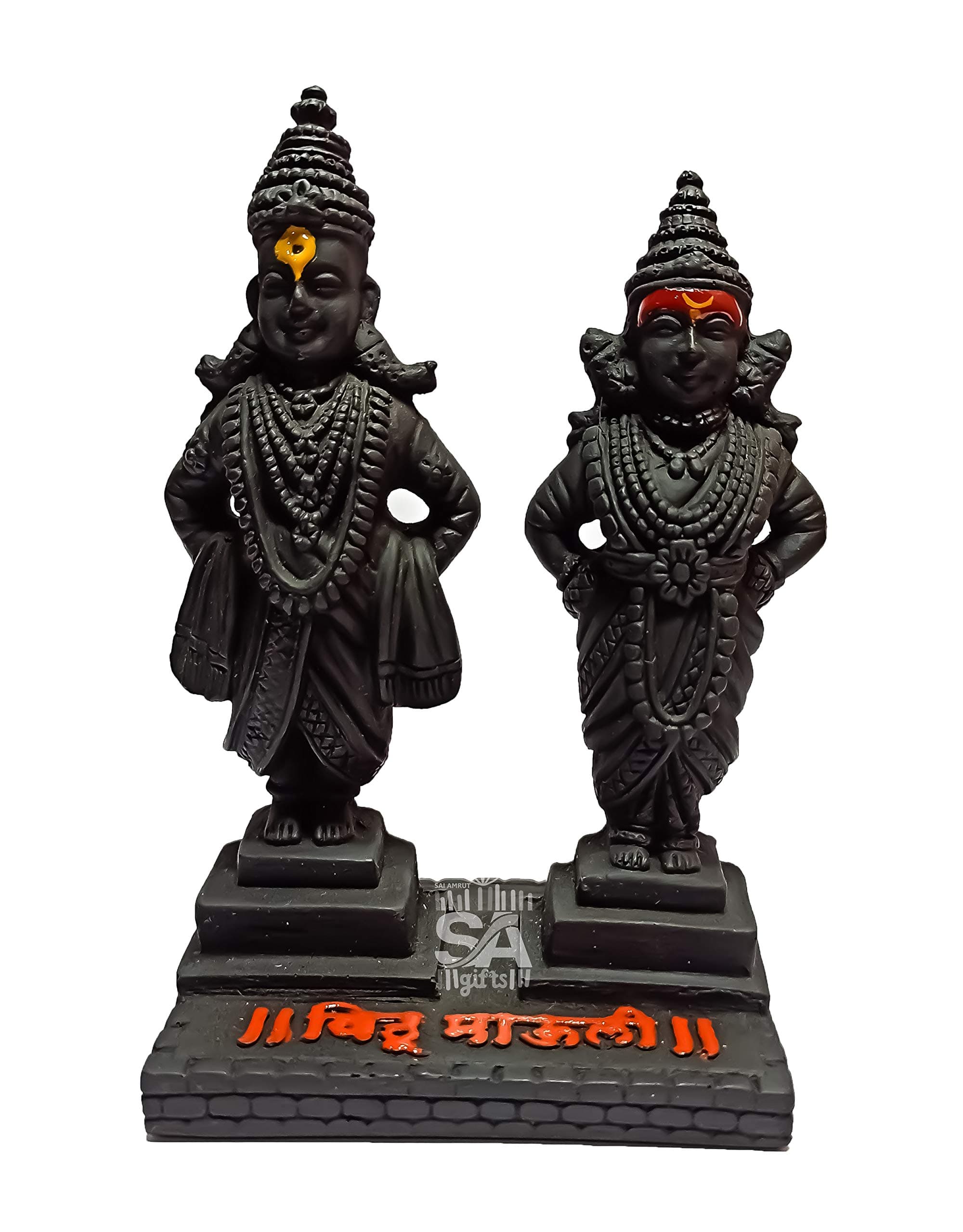 Sai Amrut Vitthal Rukmini Stand Idols Statue (Black, Small)