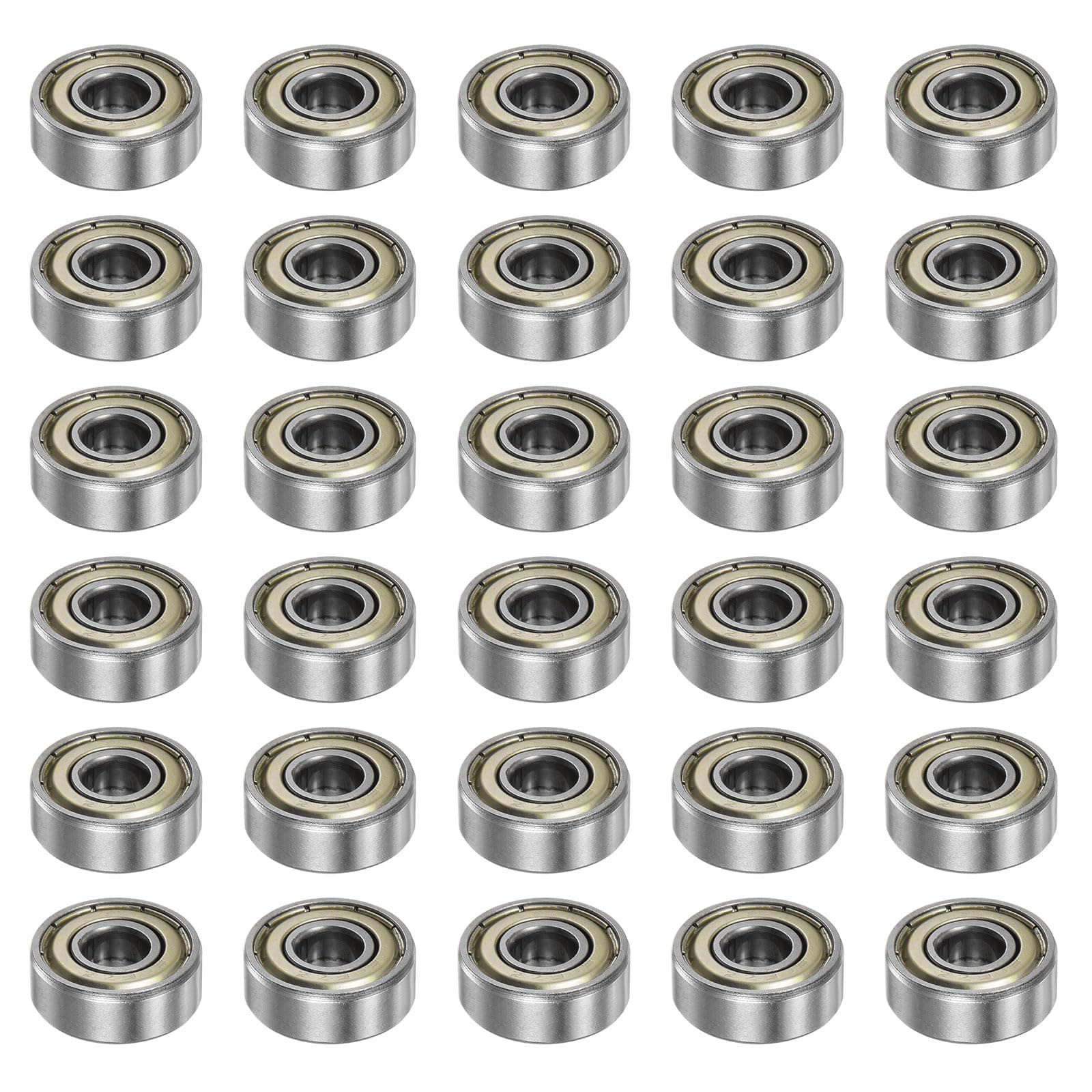 sourcing map 30pcs 606ZZ Deep Groove Ball Bearings 6mm Bore 17mm OD 6mm Thick Carbon Steel Double Shielded Z1 Bearing for Motors