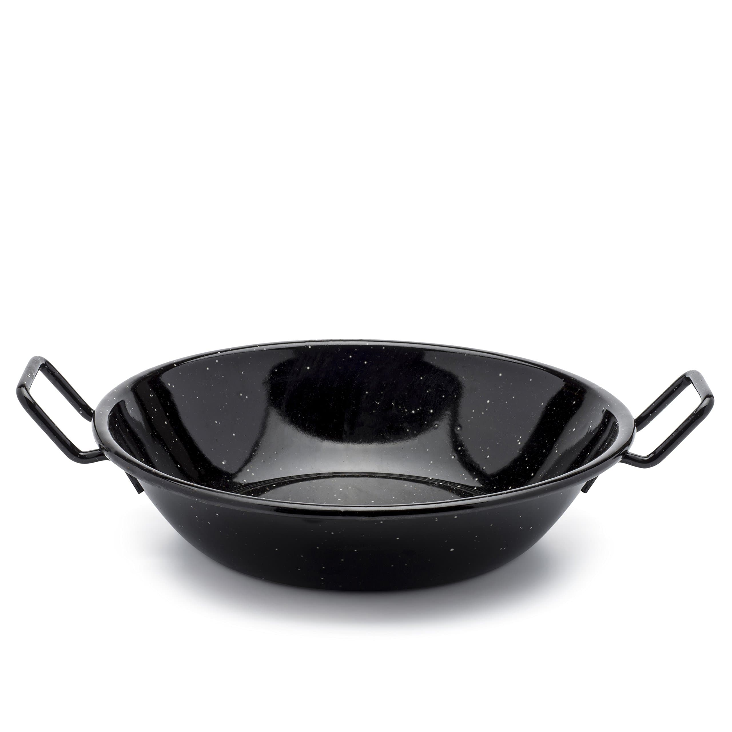 4504 Pan Kadai/Wok with Handles, Enamel, Black/White Dots, 26cm
