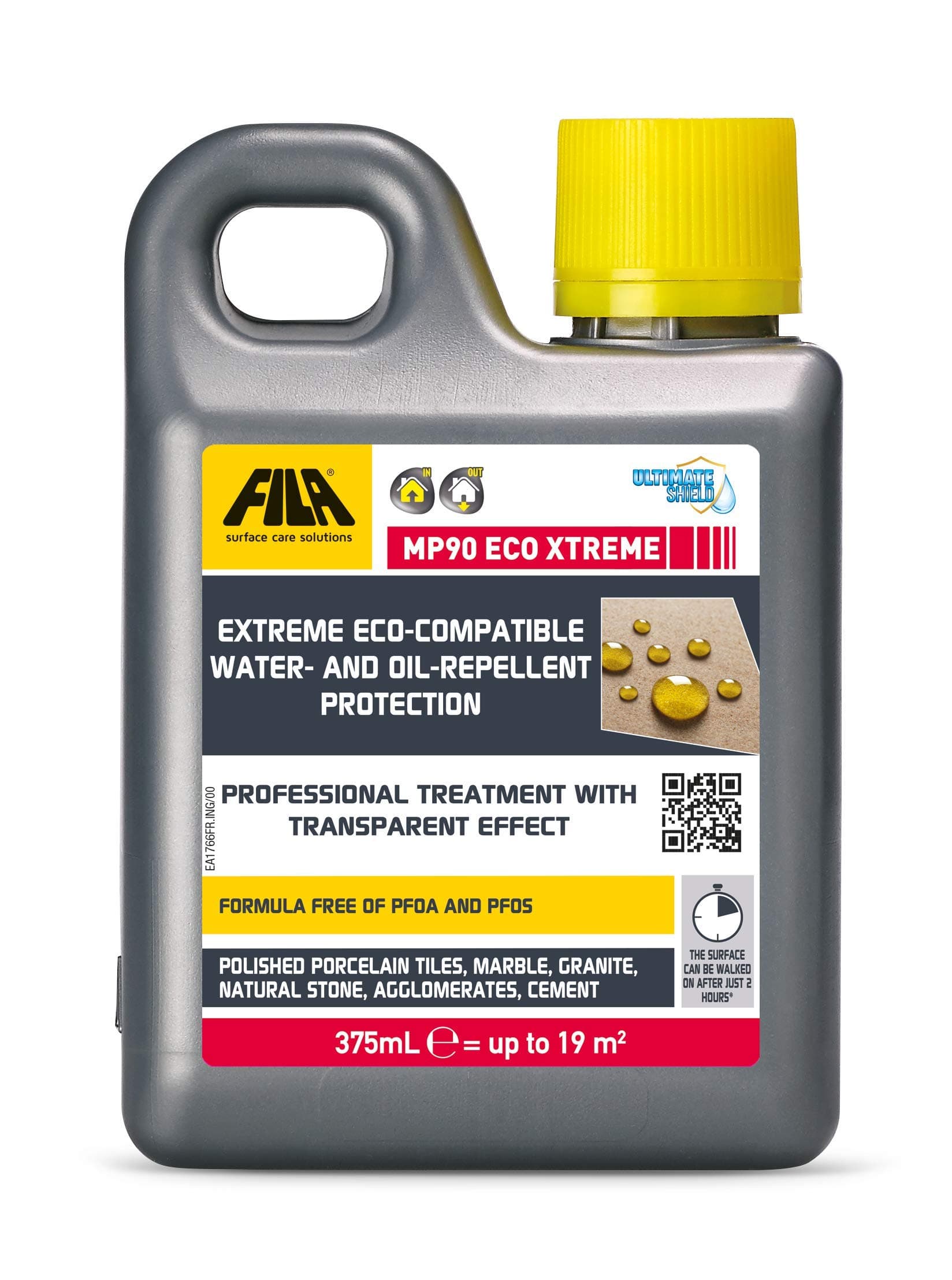 FILA Surface Care Solutions, MP90 ECO XTREME, Extreme Worktop Stainproof and waterproof sealant, Natural Stone Sealer, Invisible Look Protection for Marble, Porcelain tile sealant, 375ml