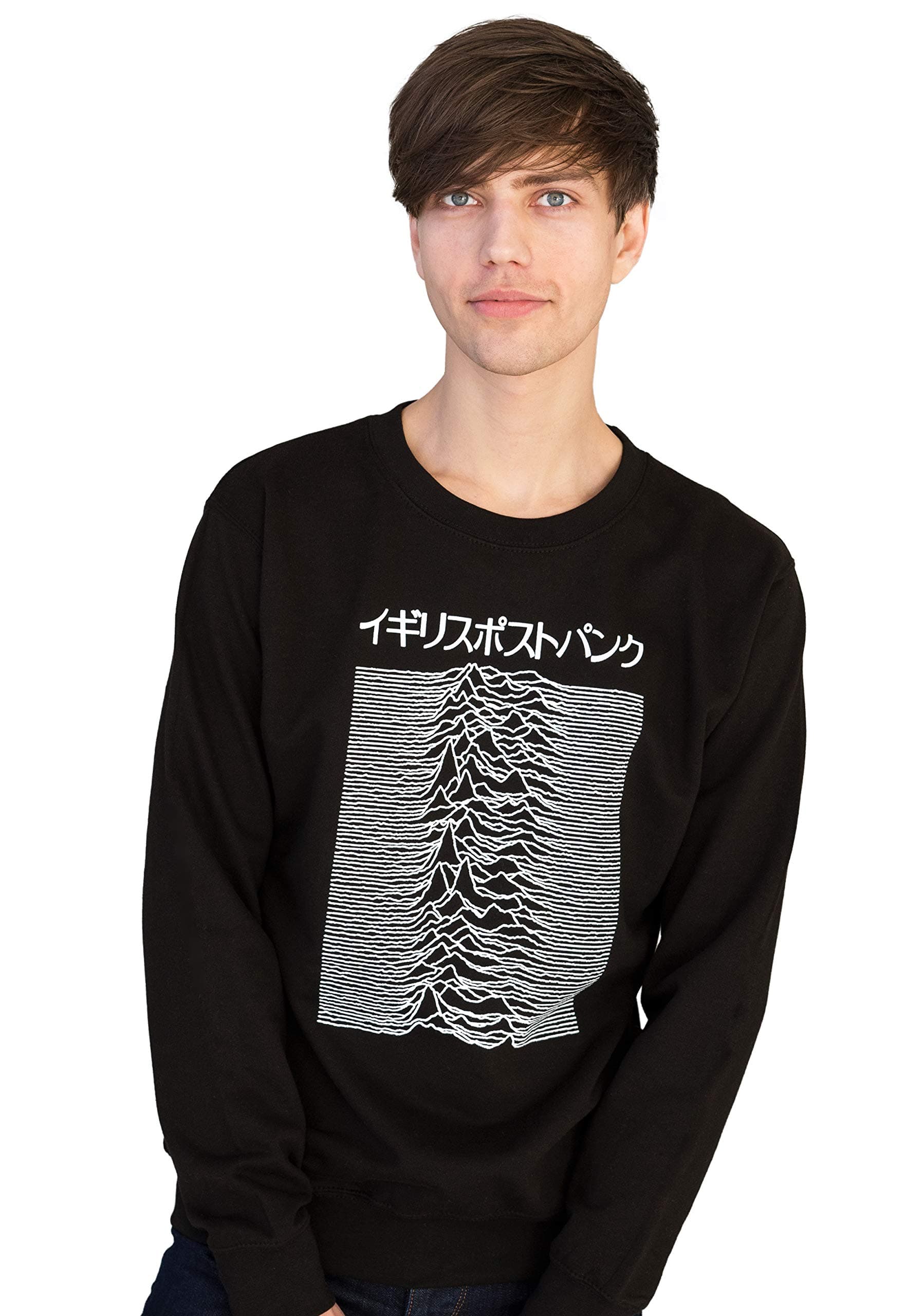 Japanese Sweatshirt - Pulsar Joy Division used on Unknown Pleasures - Post Punk Long Sleeve Shirt - L - Black