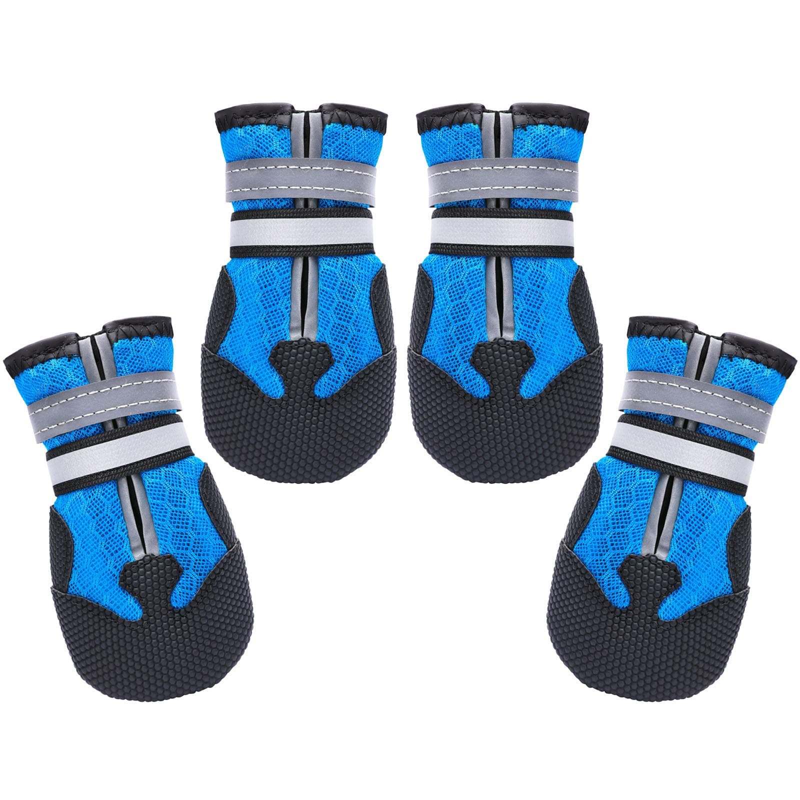 Dimicoo Breathable Dog Boots for Medium Large Dogs,Non-Slip Dog Shoes for Winter Snow and Summer Hot Pavement,Lightweight Paw Protector Dog Booties for Outdoor Walking Indoor Hardwood Floors