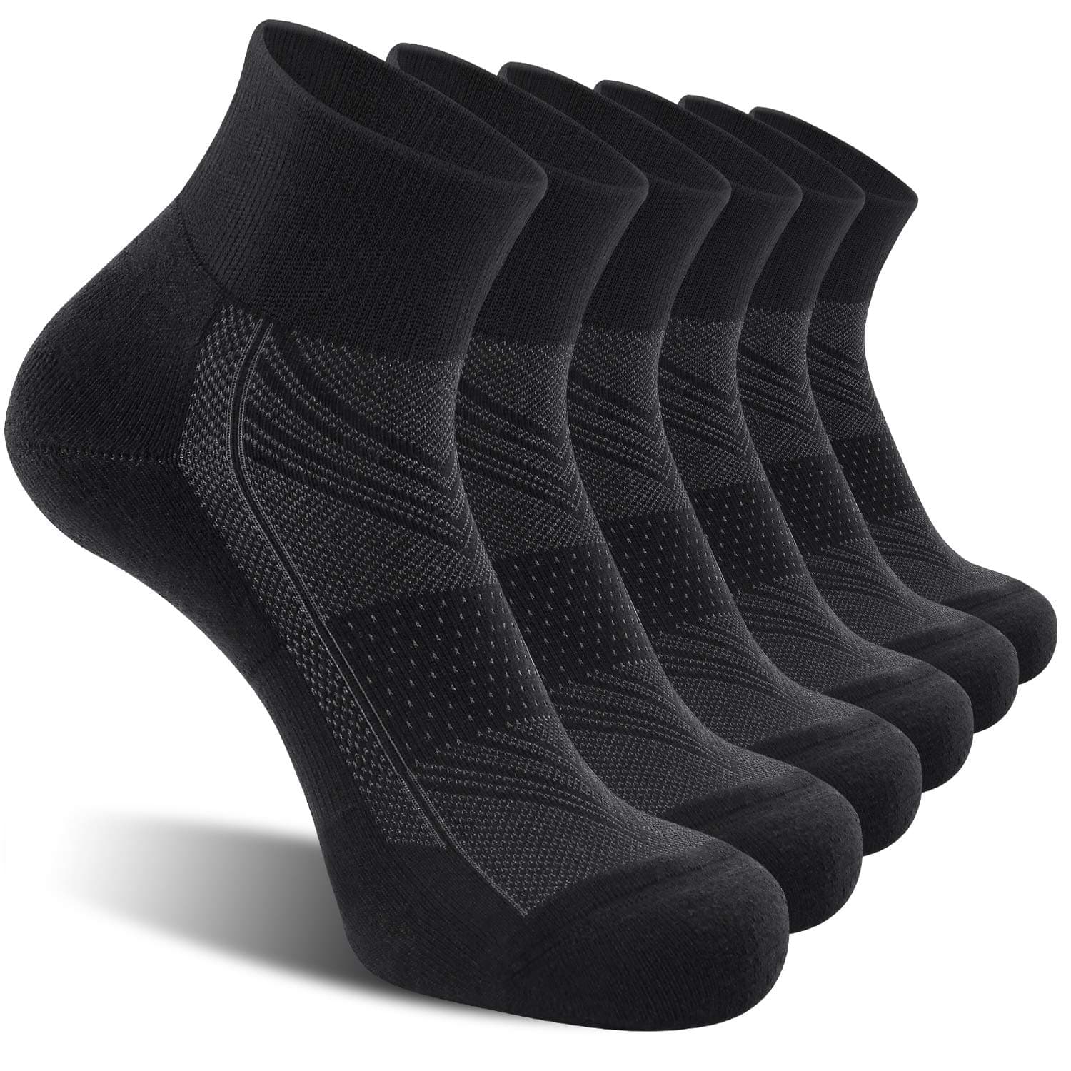 CS CELERSPORT 6 Pack Men's Ankle Socks with Cushion, Sport Athletic Running Socks