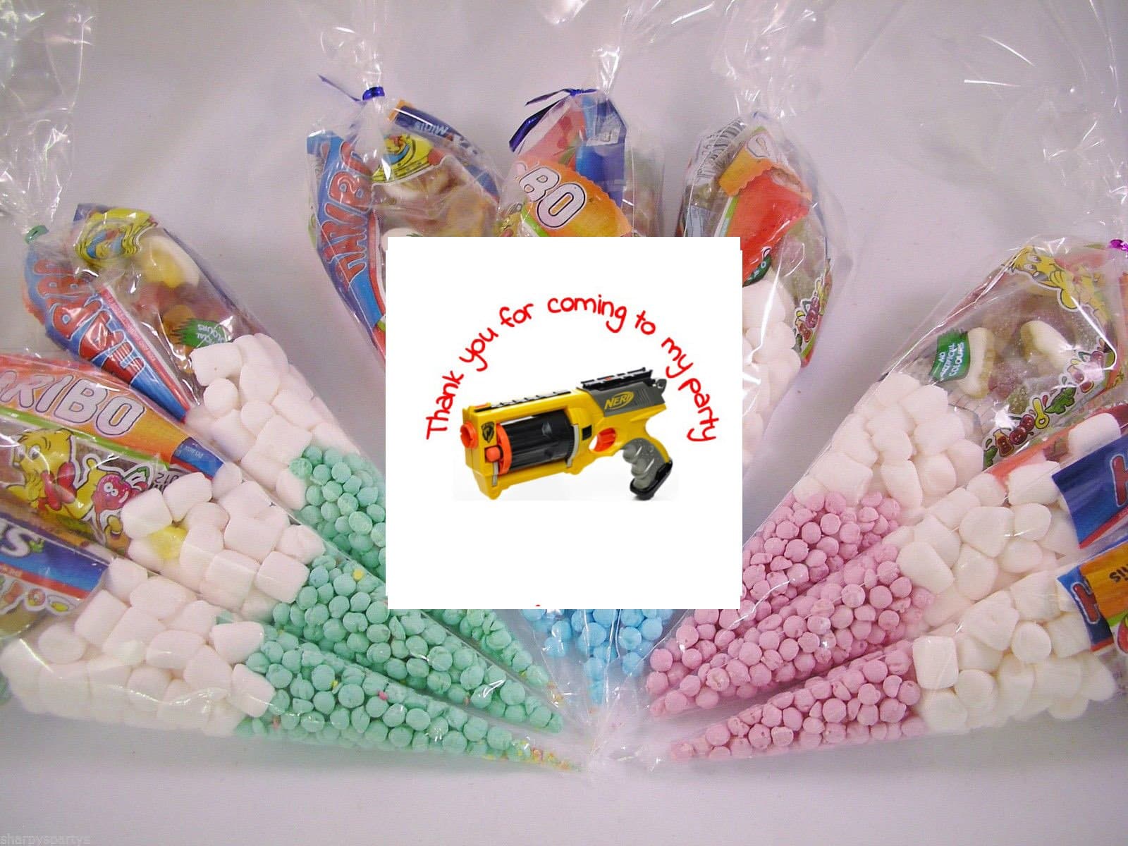 20 x Nerf Thank You Pre Filled Sweet Cones Party Bags Gift