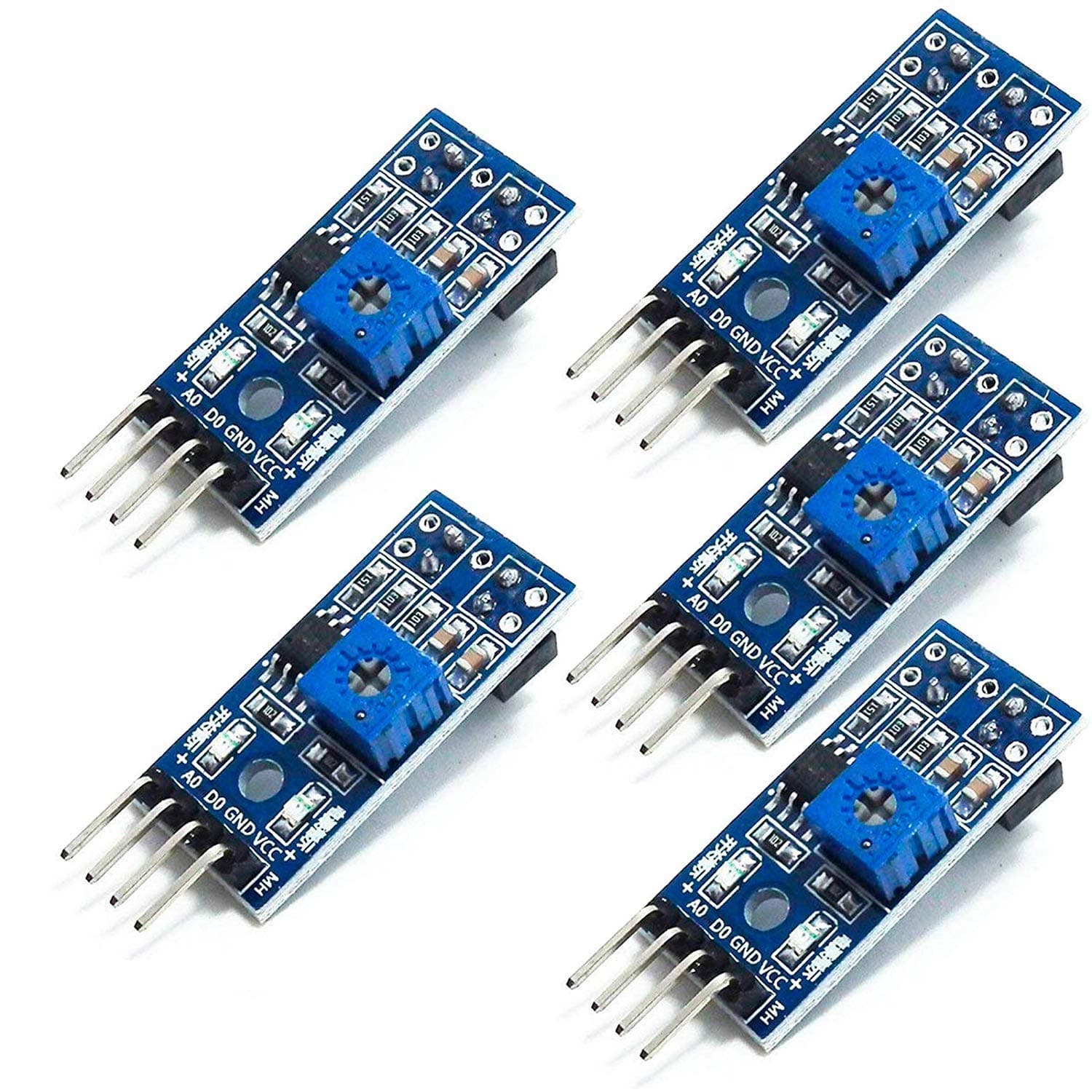 AZDelivery 5 x TCRT5000 IR Infrared Line Follower Obstacle Avoidance Module compatible with Arduino Including E-Book!